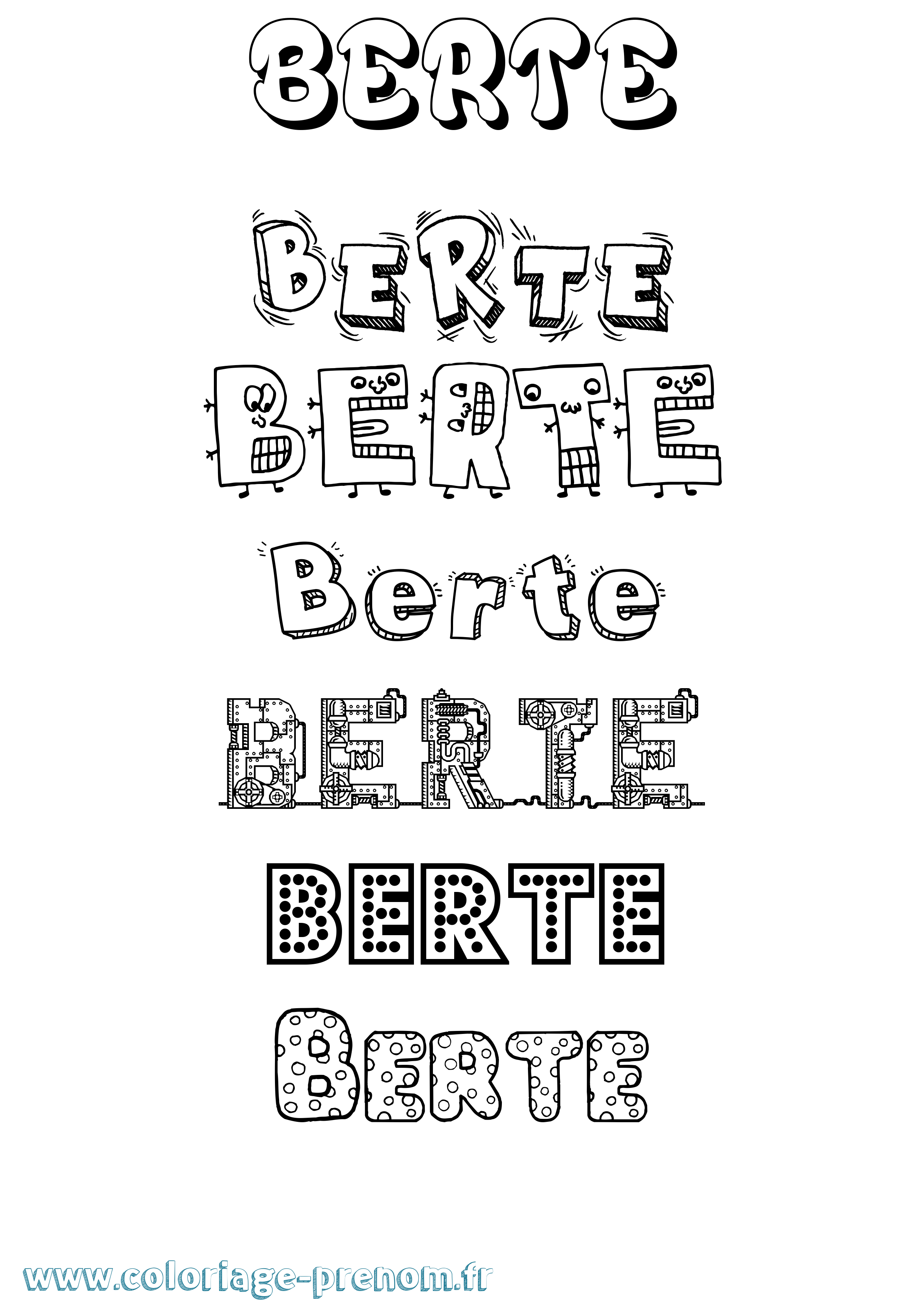 Coloriage Berte Fun Coloriage prénom Berte Fun