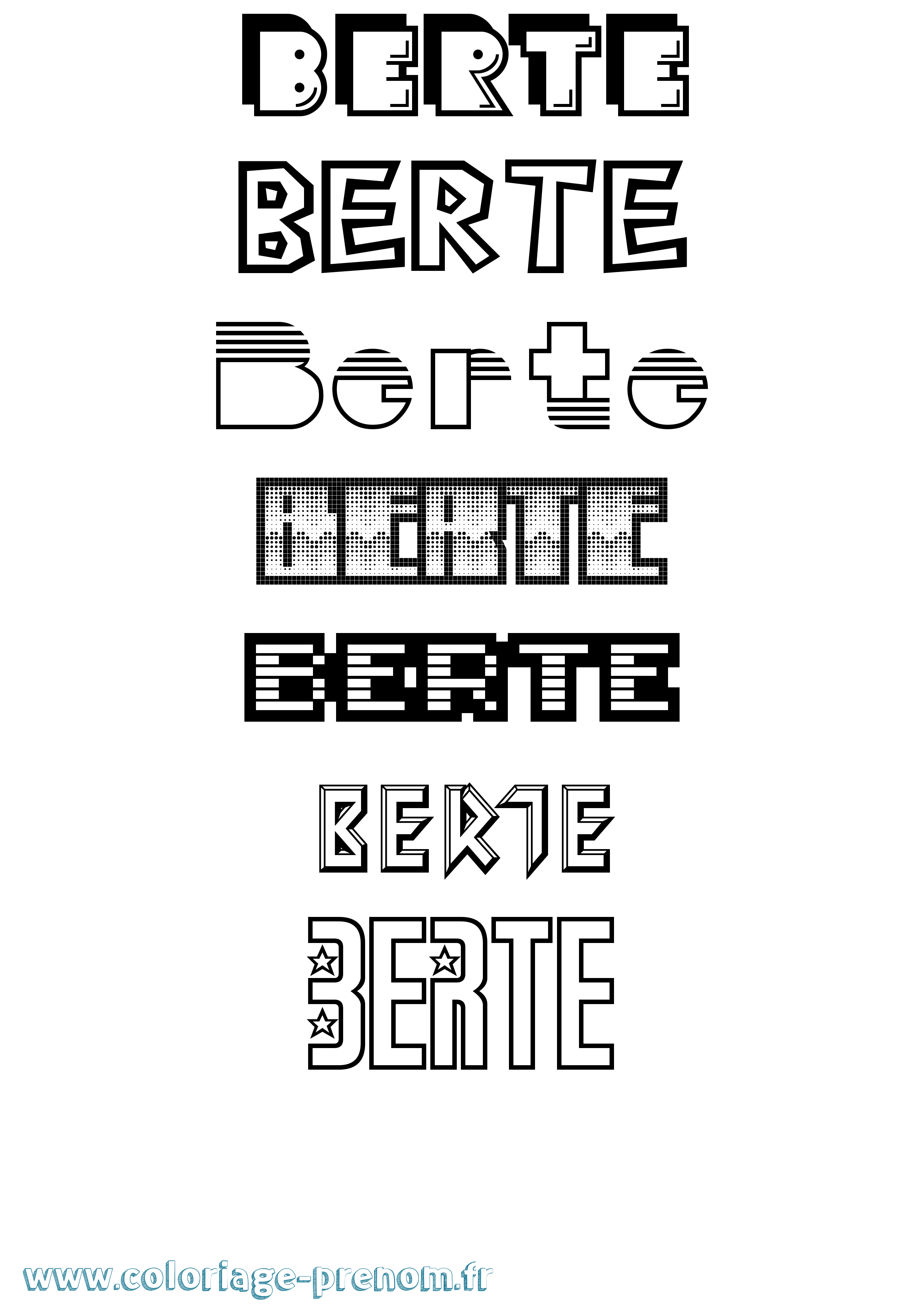 Coloriage Berte Jeux Vidéos Coloriage prénom Berte Jeux Vidéos