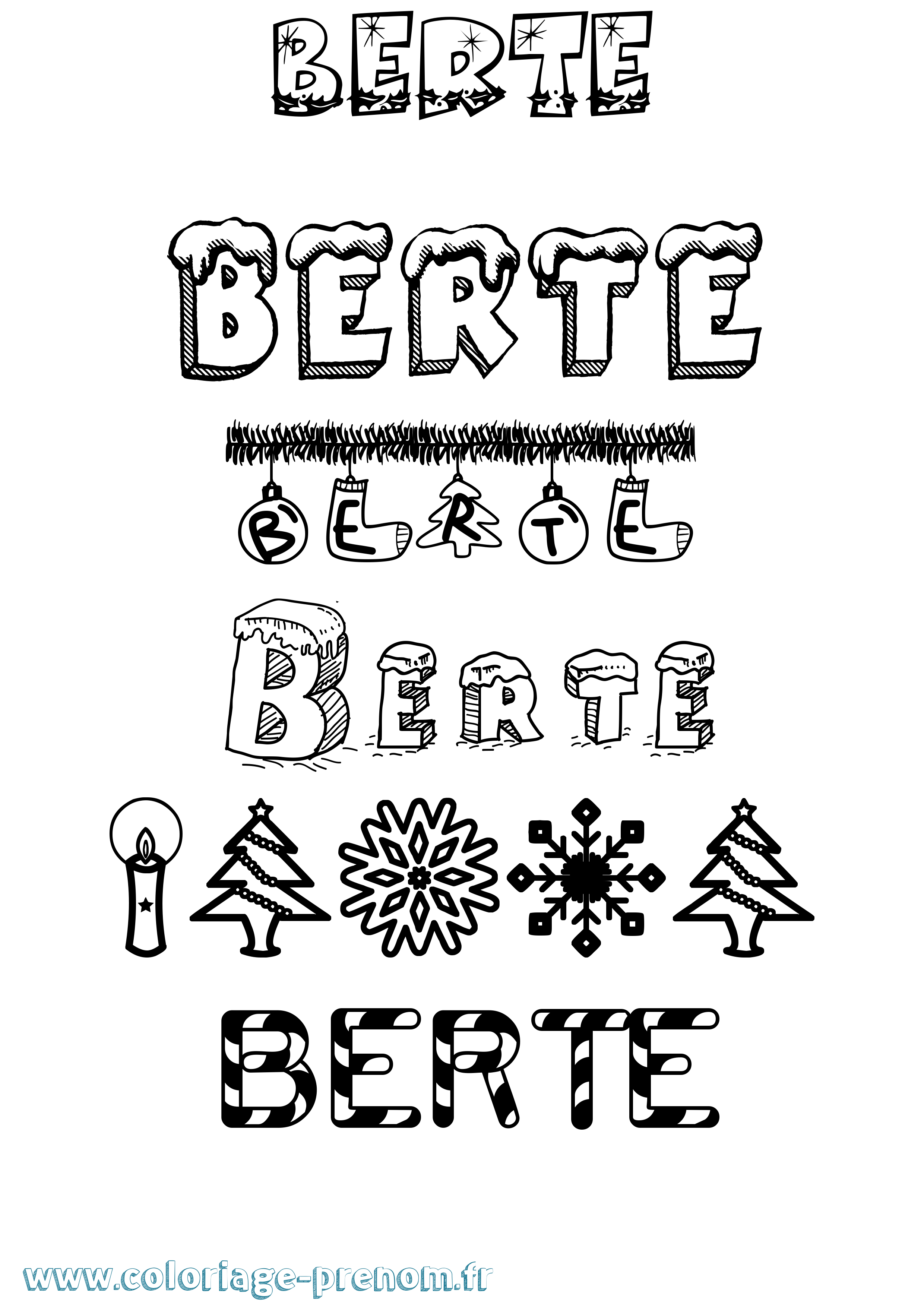 Coloriage Berte Noël Coloriage prénom Berte Noël