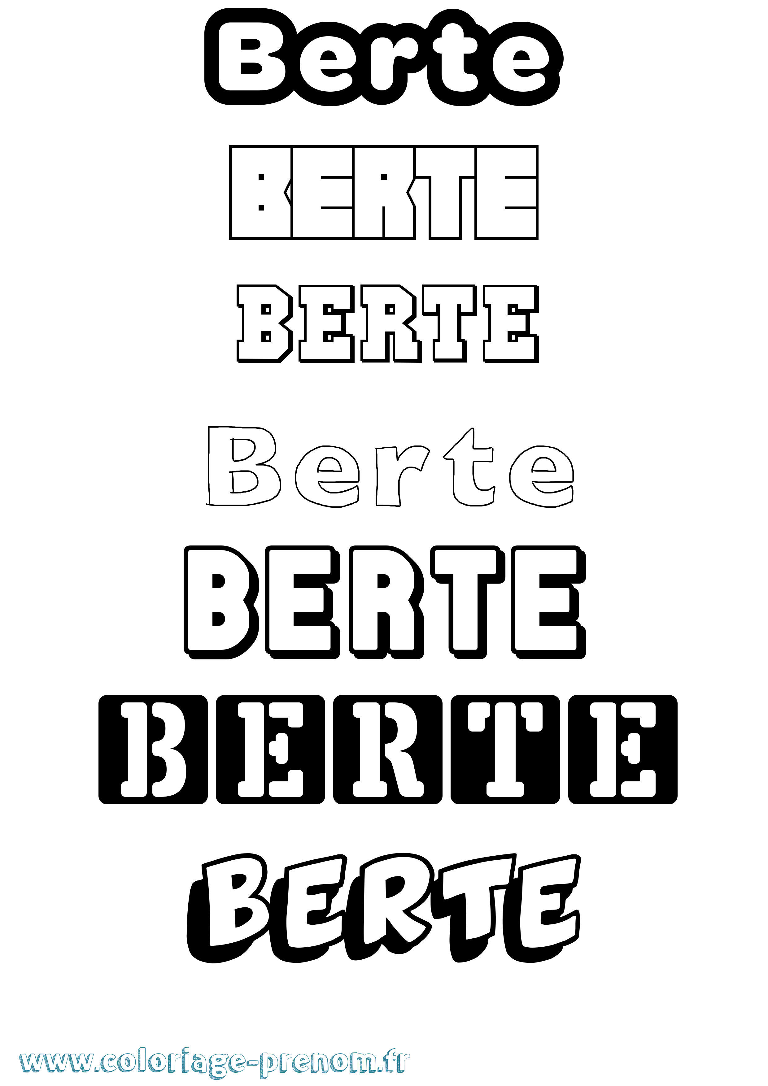 Coloriage Berte Simple Coloriage prénom Berte Simple