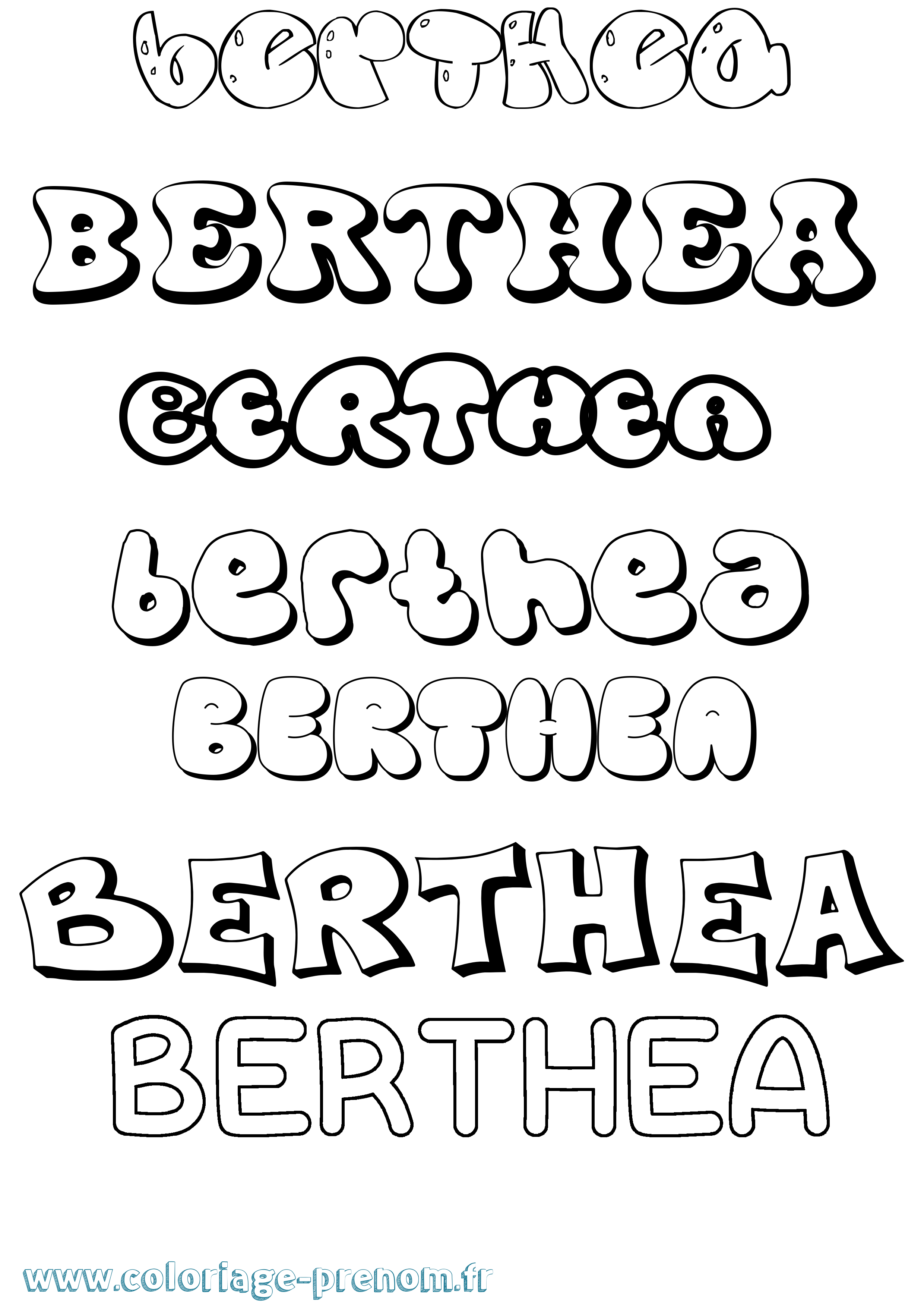 Coloriage Berthea Bubble Coloriage prénom Berthea Bubble