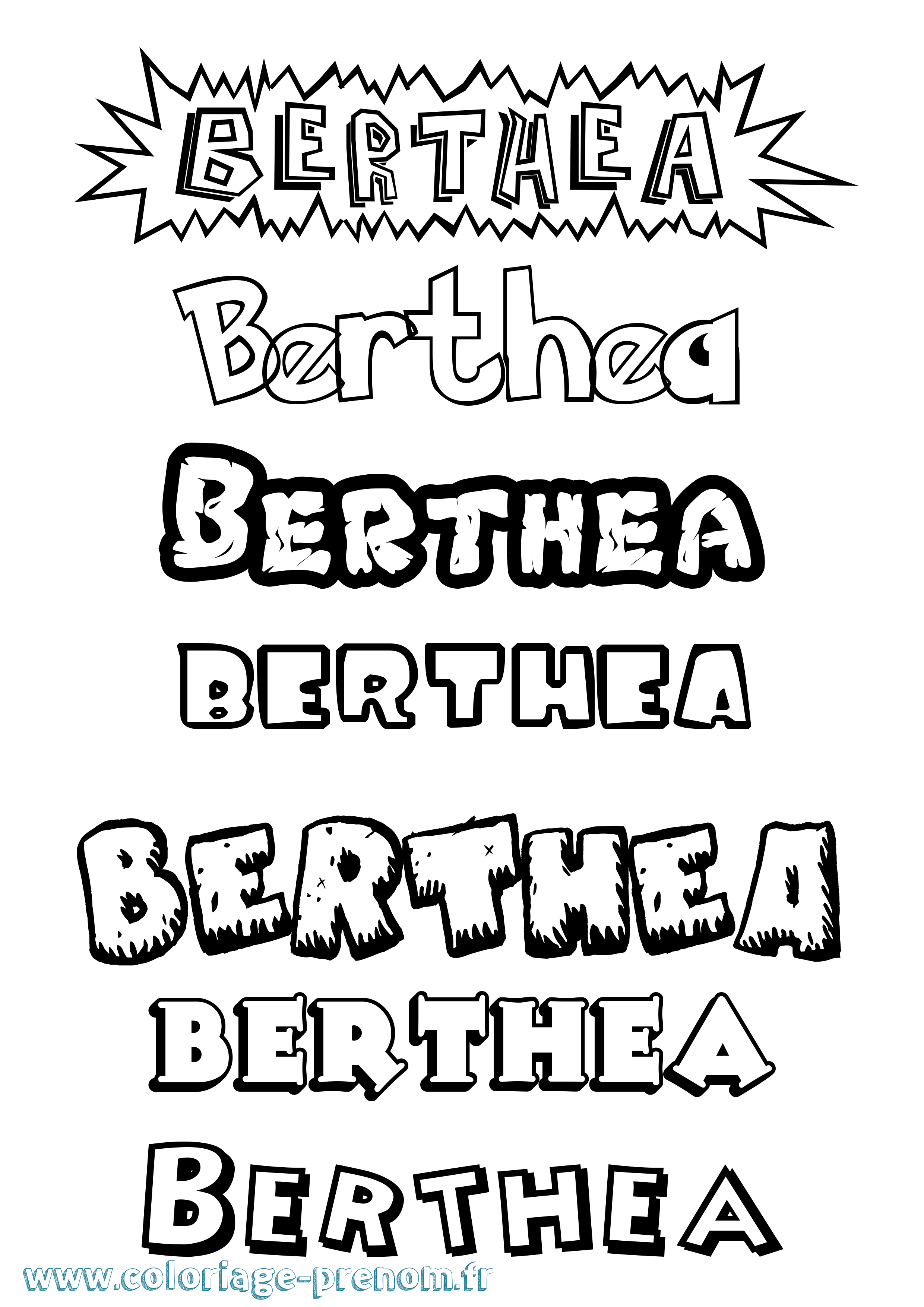 Coloriage Berthea Dessin Animé Coloriage prénom Berthea Dessin Animé