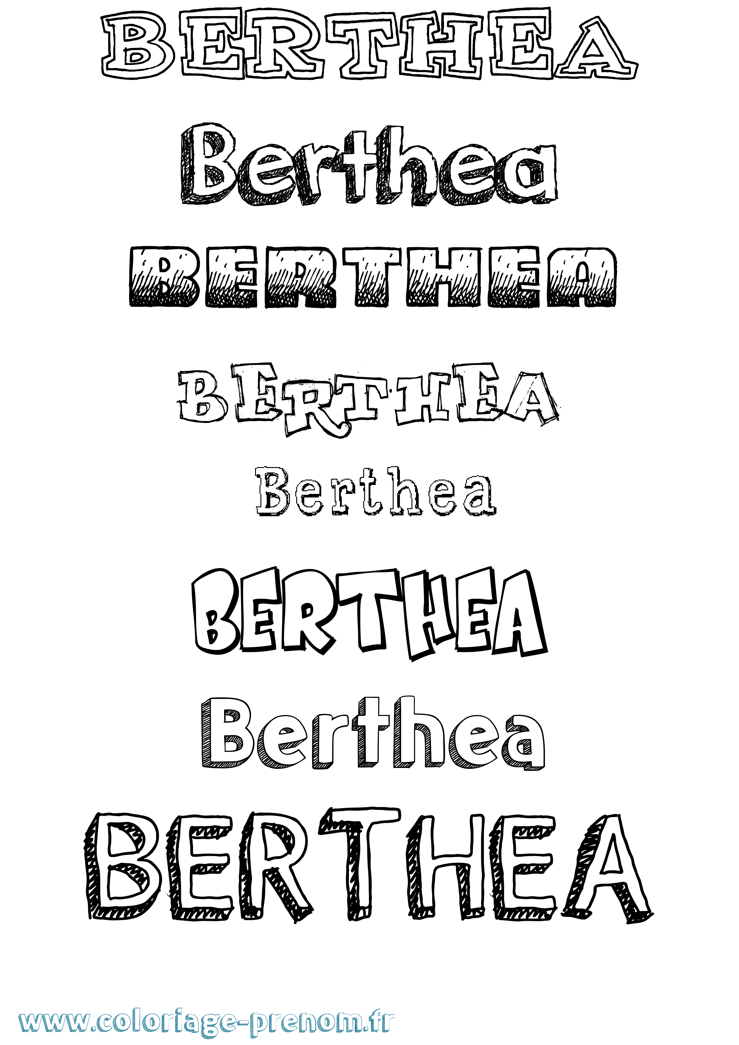 Coloriage Berthea Dessiné Coloriage prénom Berthea Dessiné