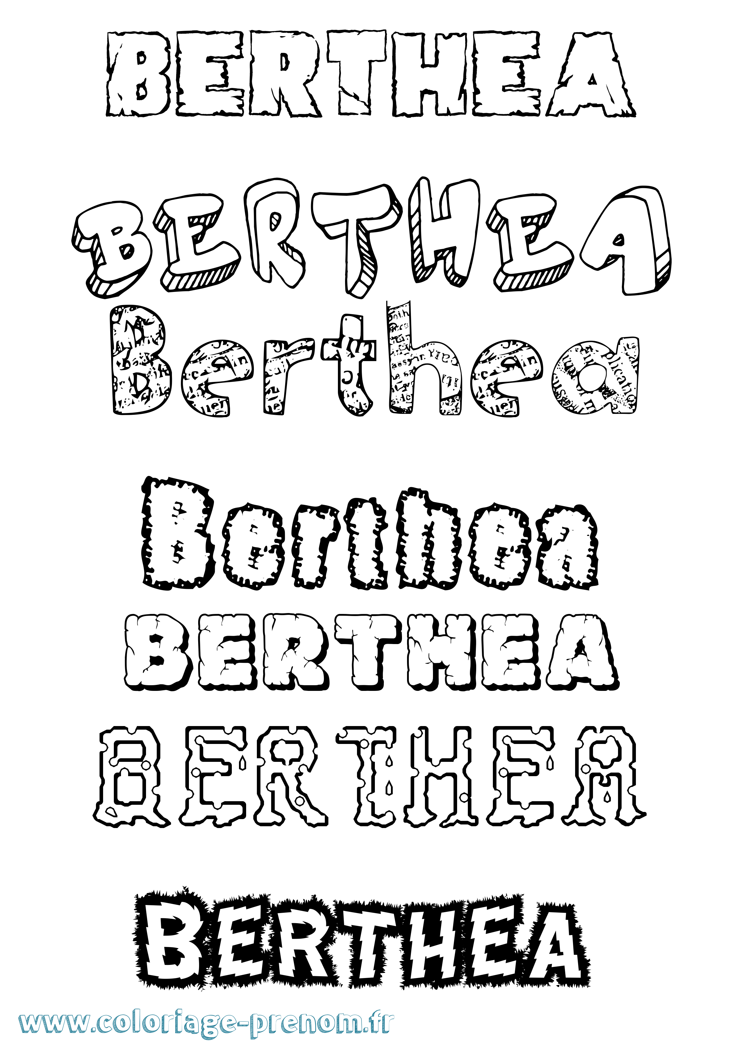 Coloriage Berthea Destructuré Coloriage prénom Berthea Destructuré
