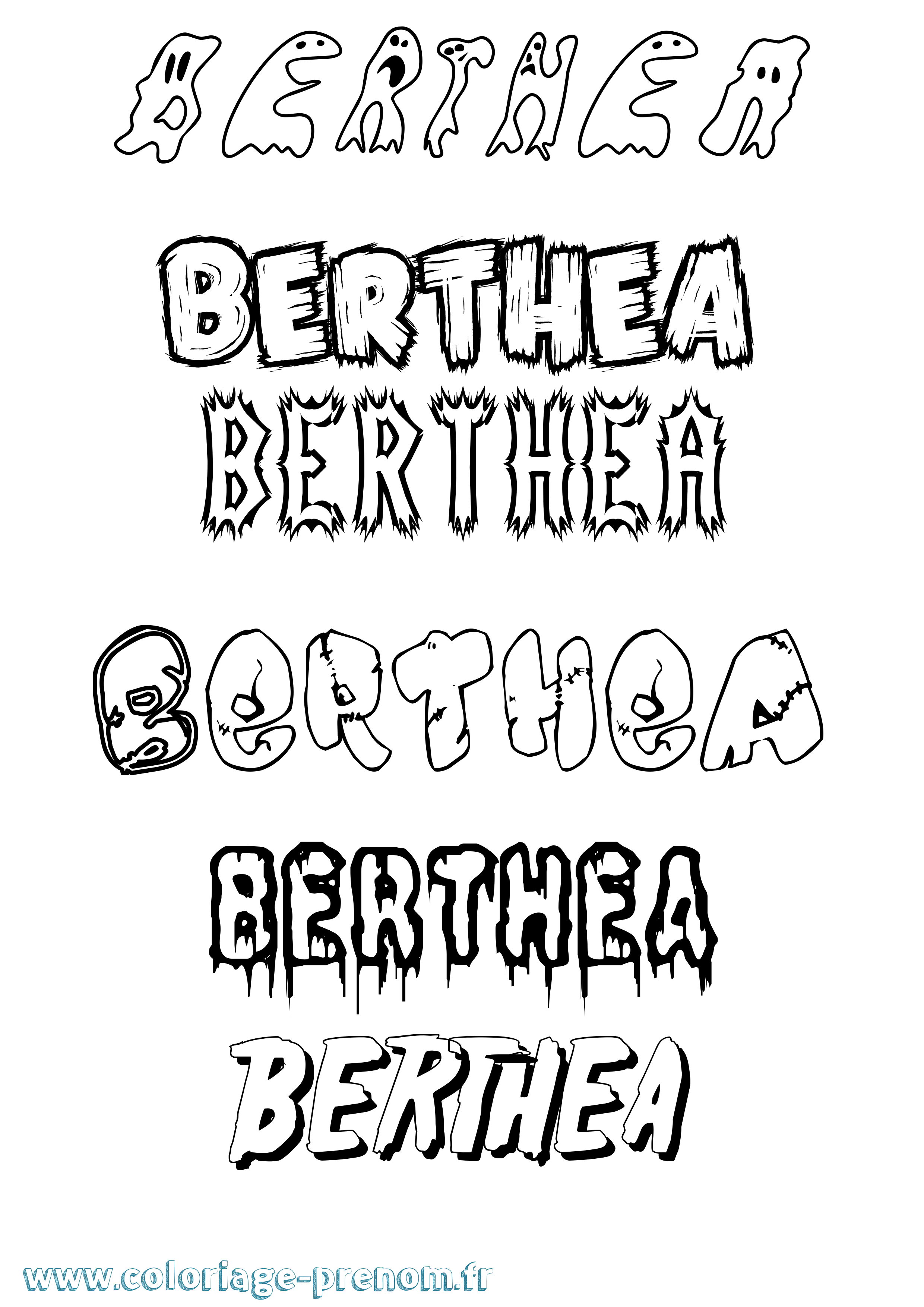 Coloriage Berthea Frisson Coloriage prénom Berthea Frisson