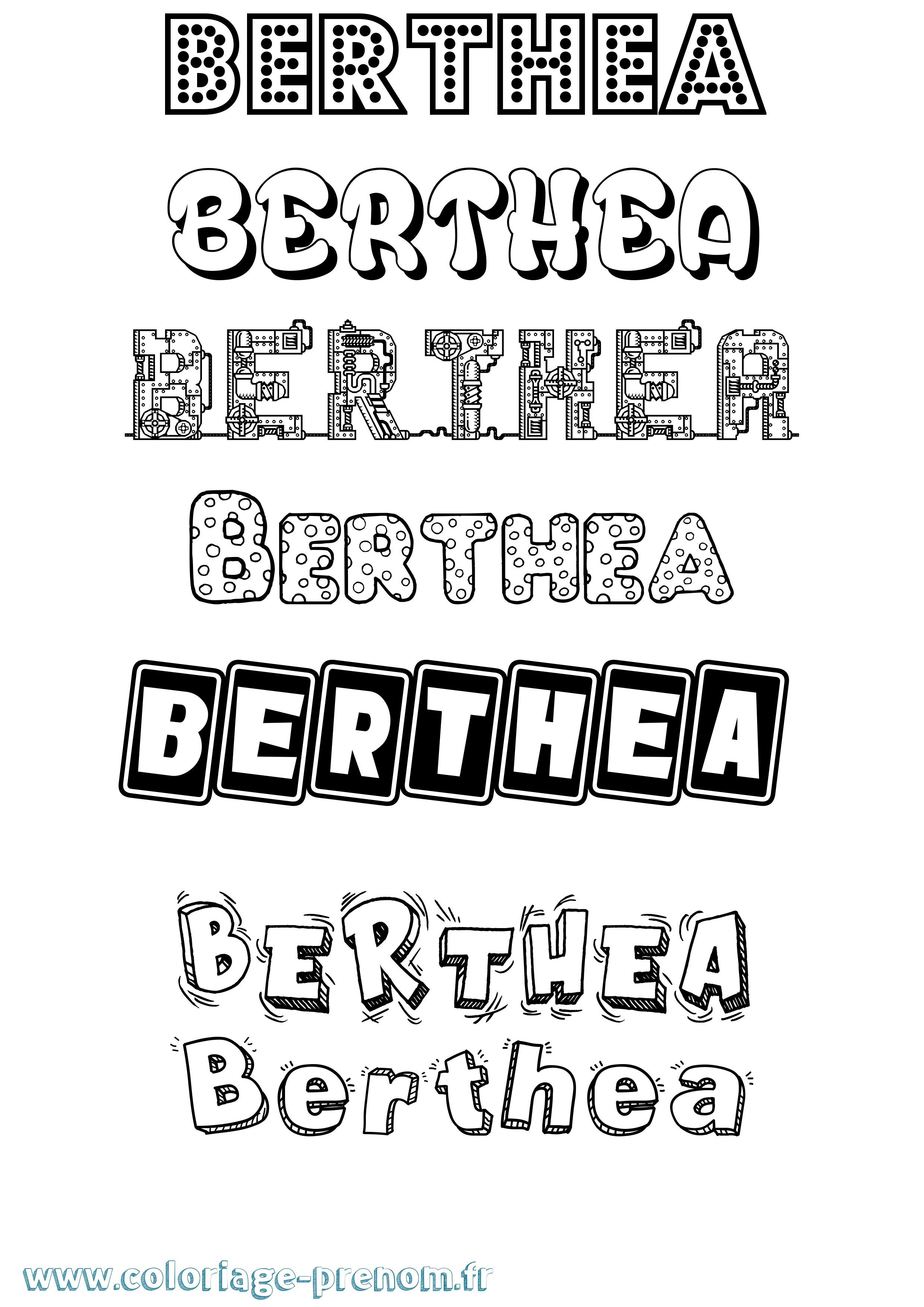 Coloriage Berthea Fun Coloriage prénom Berthea Fun