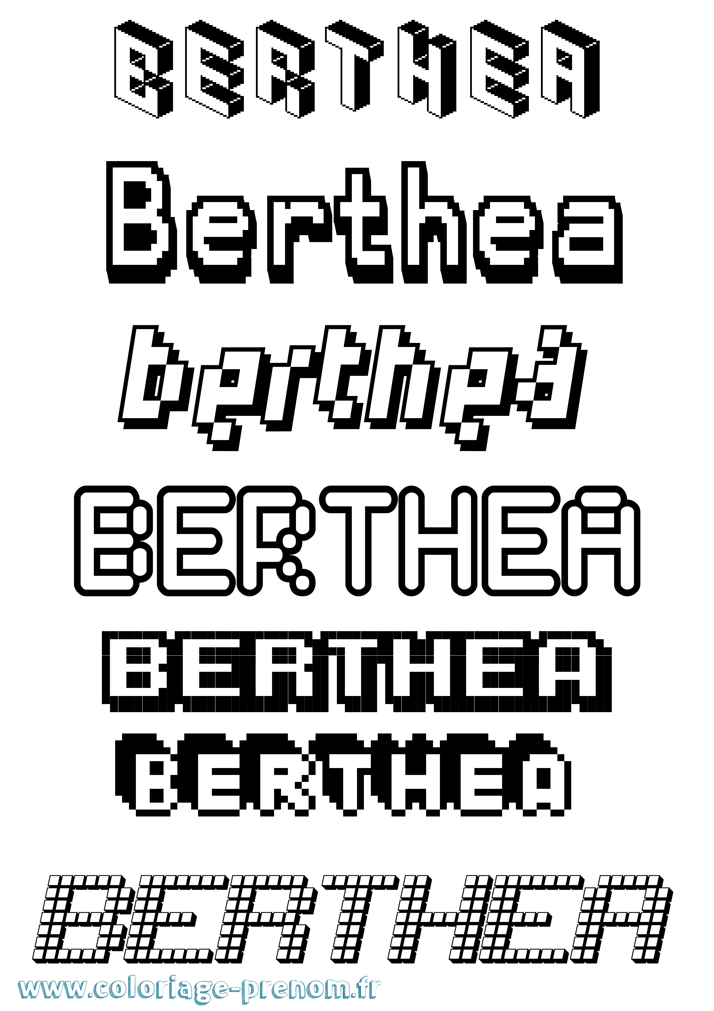 Coloriage Berthea Pixel Coloriage prénom Berthea Pixel
