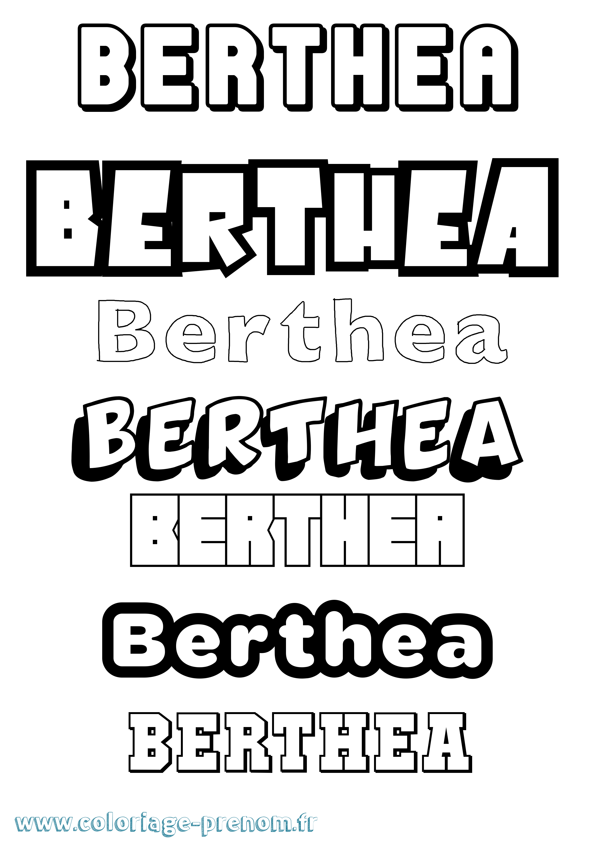 Coloriage Berthea Simple Coloriage prénom Berthea Simple