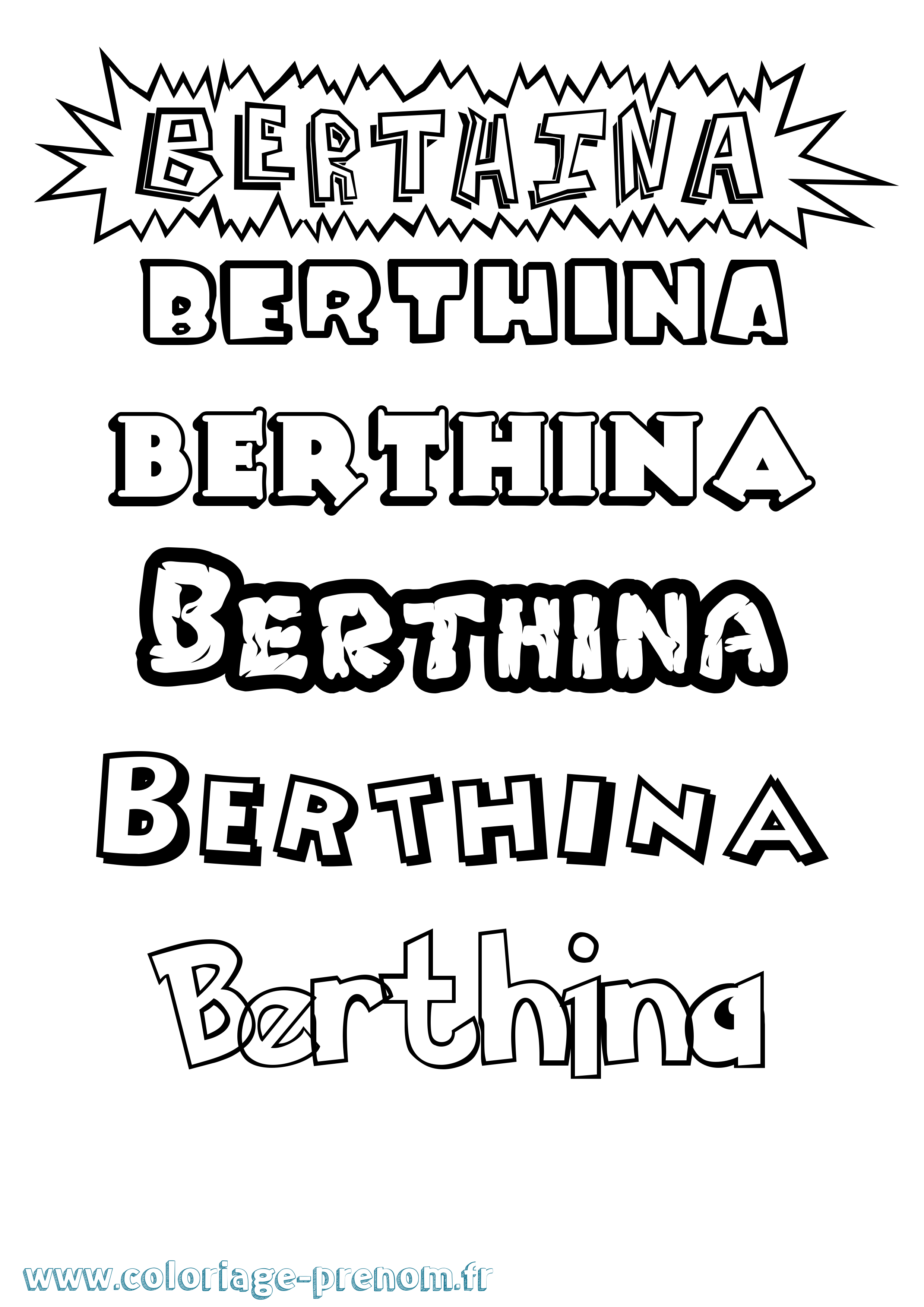 Coloriage Berthina Dessin Animé Coloriage prénom Berthina Dessin Animé