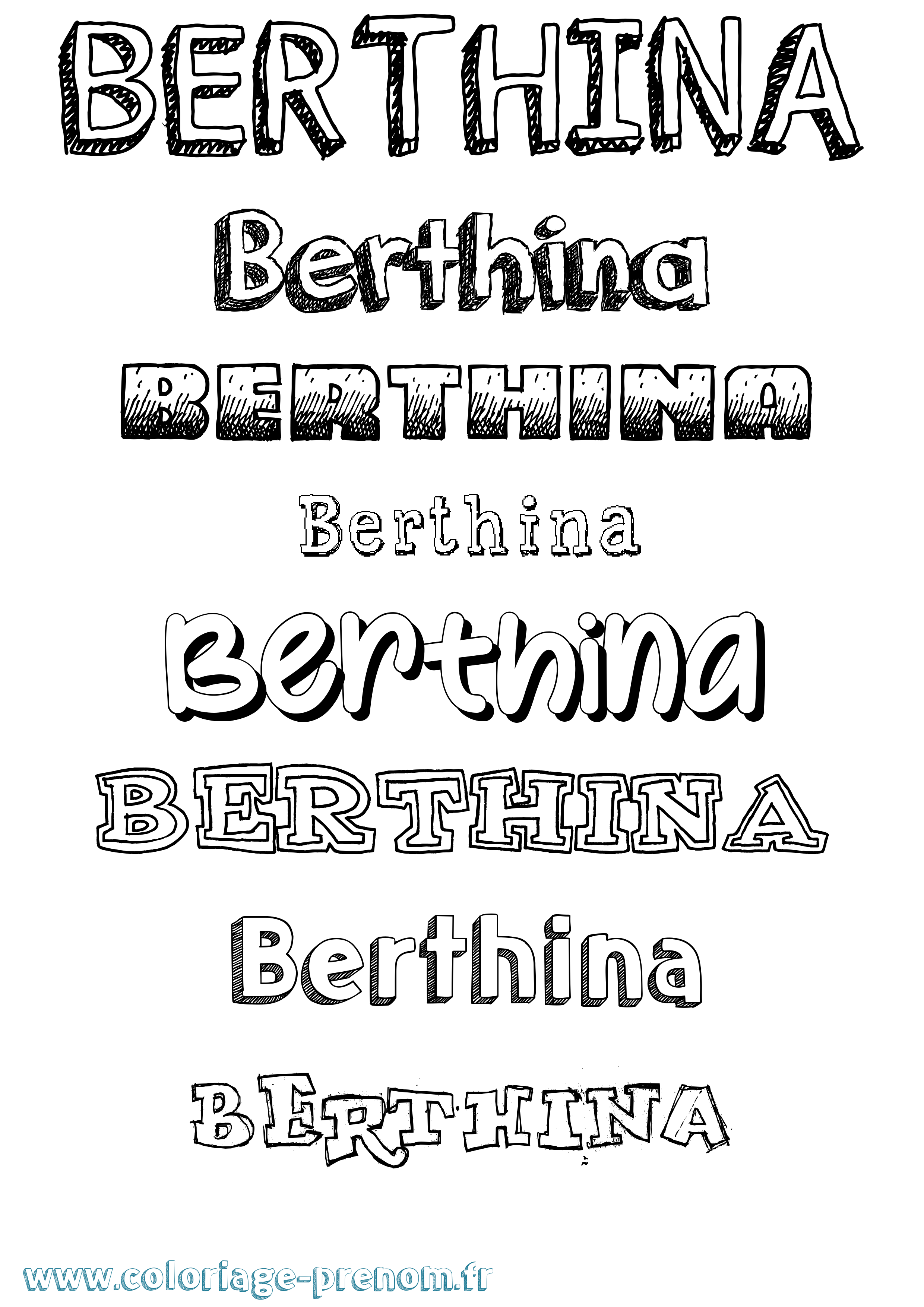 Coloriage Berthina Dessiné Coloriage prénom Berthina Dessiné