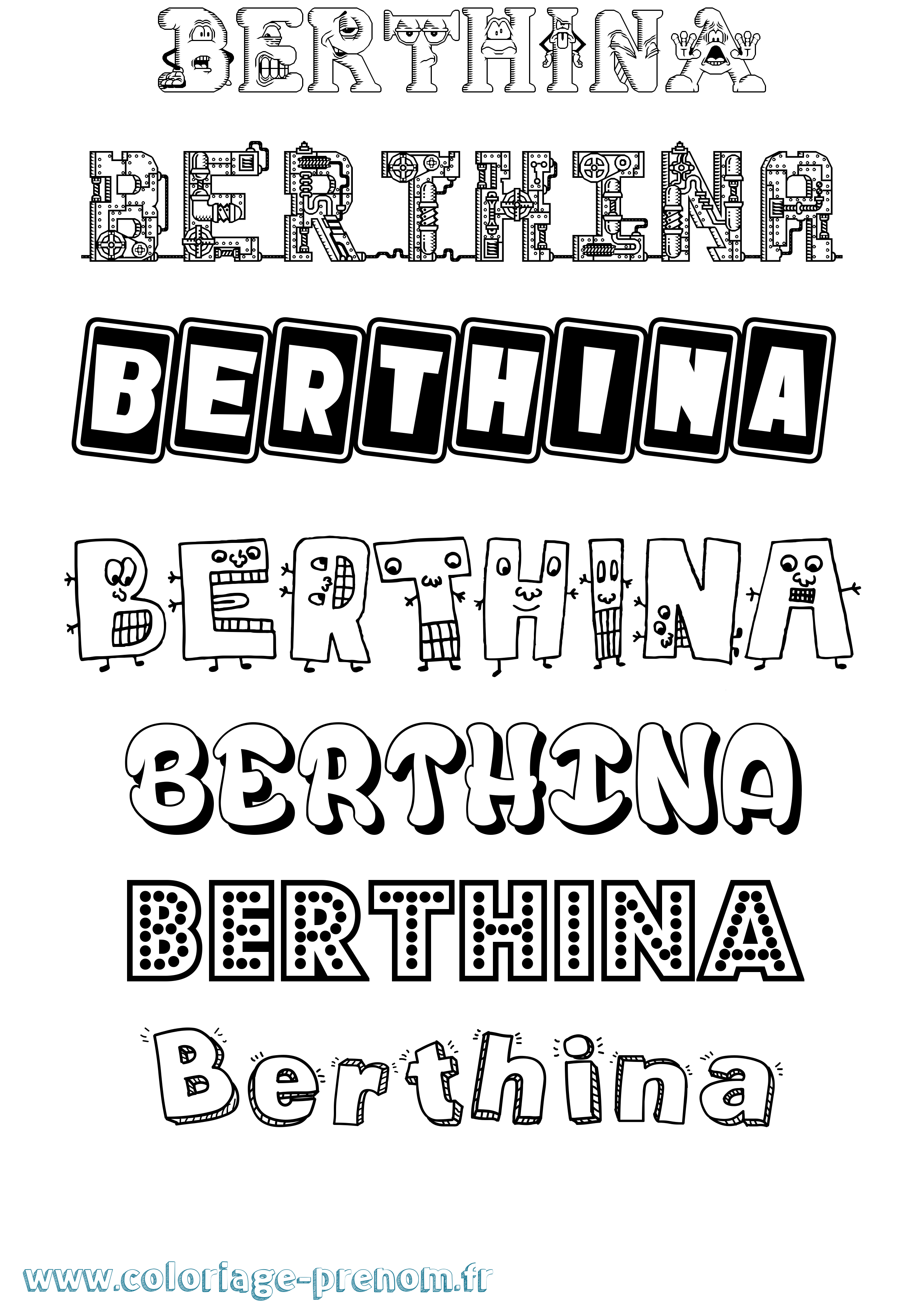 Coloriage Berthina Fun Coloriage prénom Berthina Fun