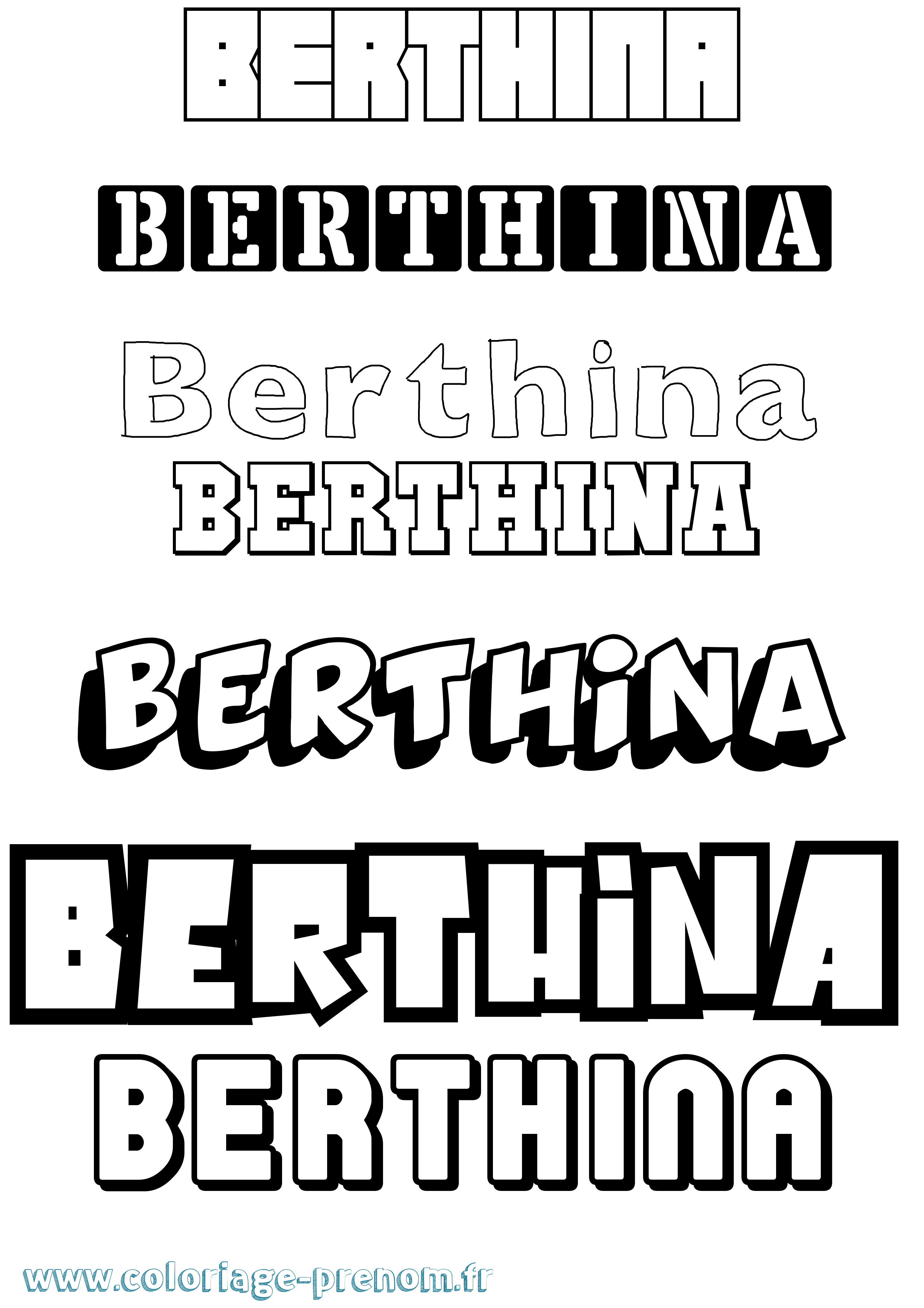 Coloriage Berthina Simple Coloriage prénom Berthina Simple