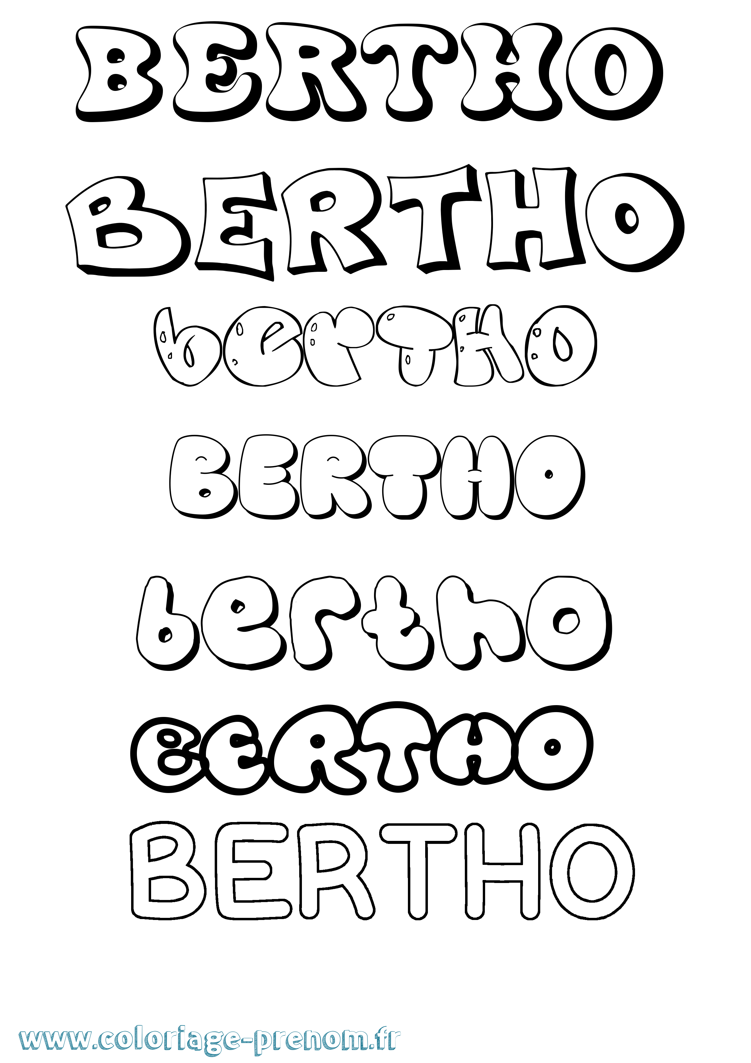 Coloriage Bertho Bubble Coloriage prénom Bertho Bubble