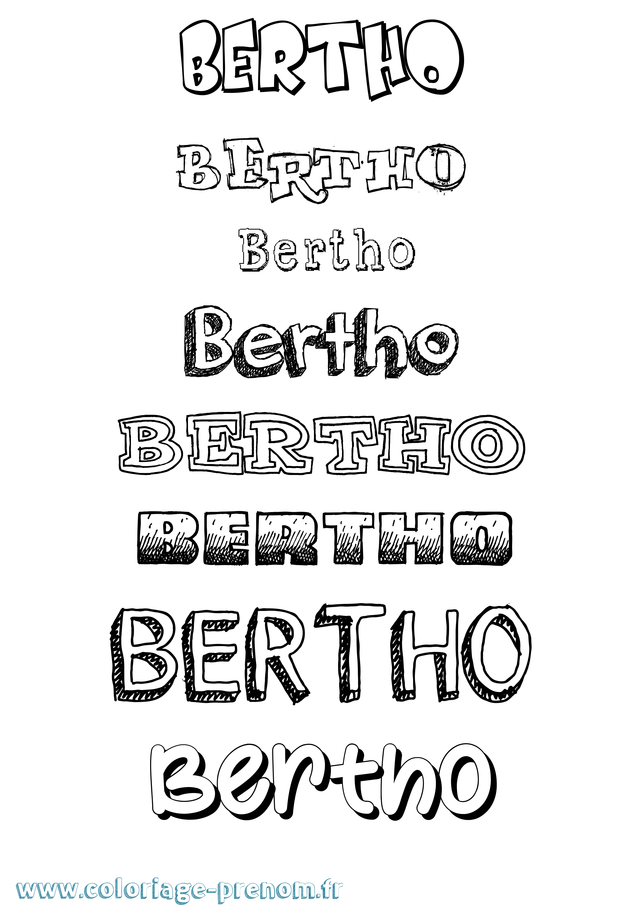 Coloriage Bertho Dessiné Coloriage prénom Bertho Dessiné