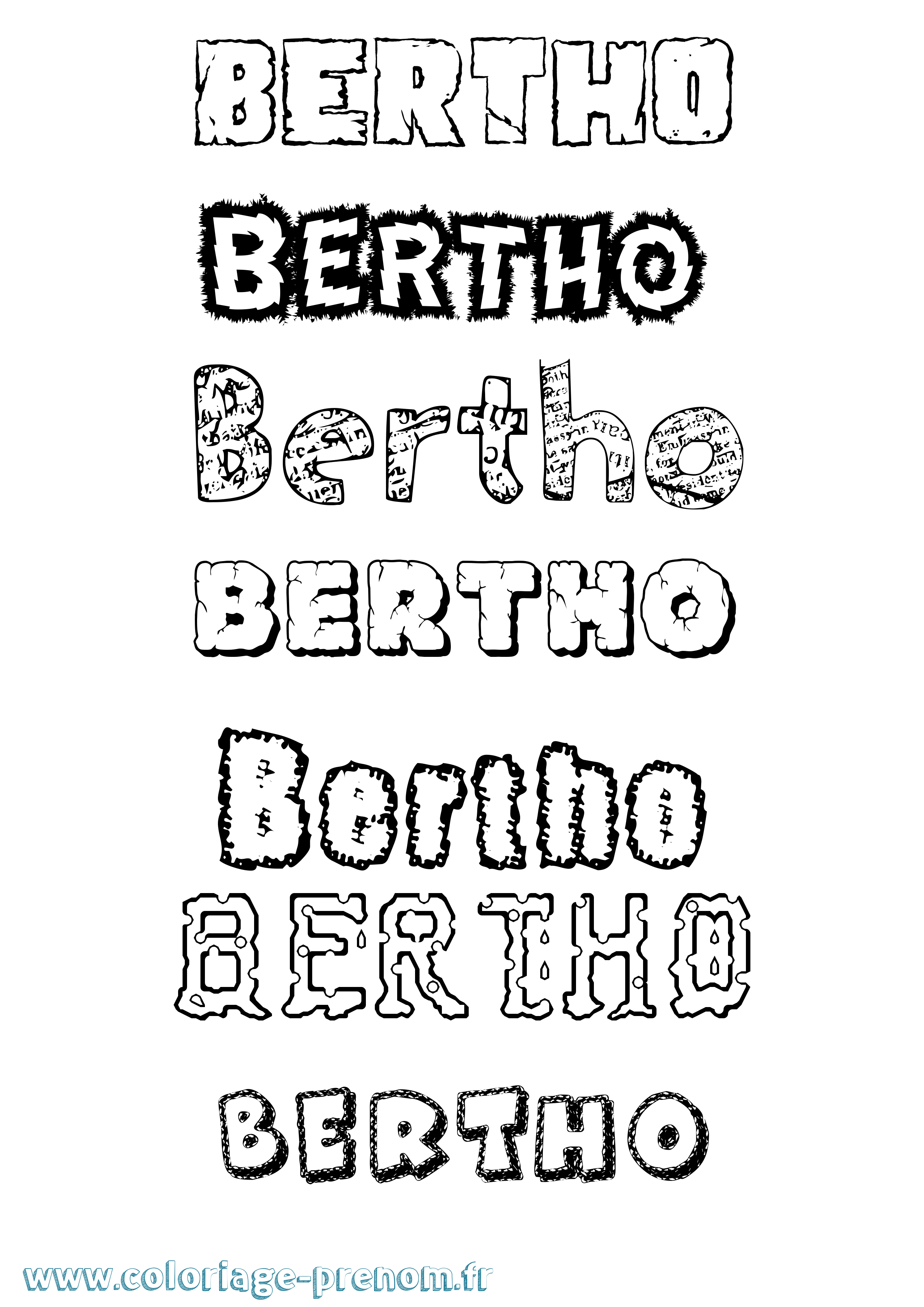 Coloriage Bertho Destructuré Coloriage prénom Bertho Destructuré