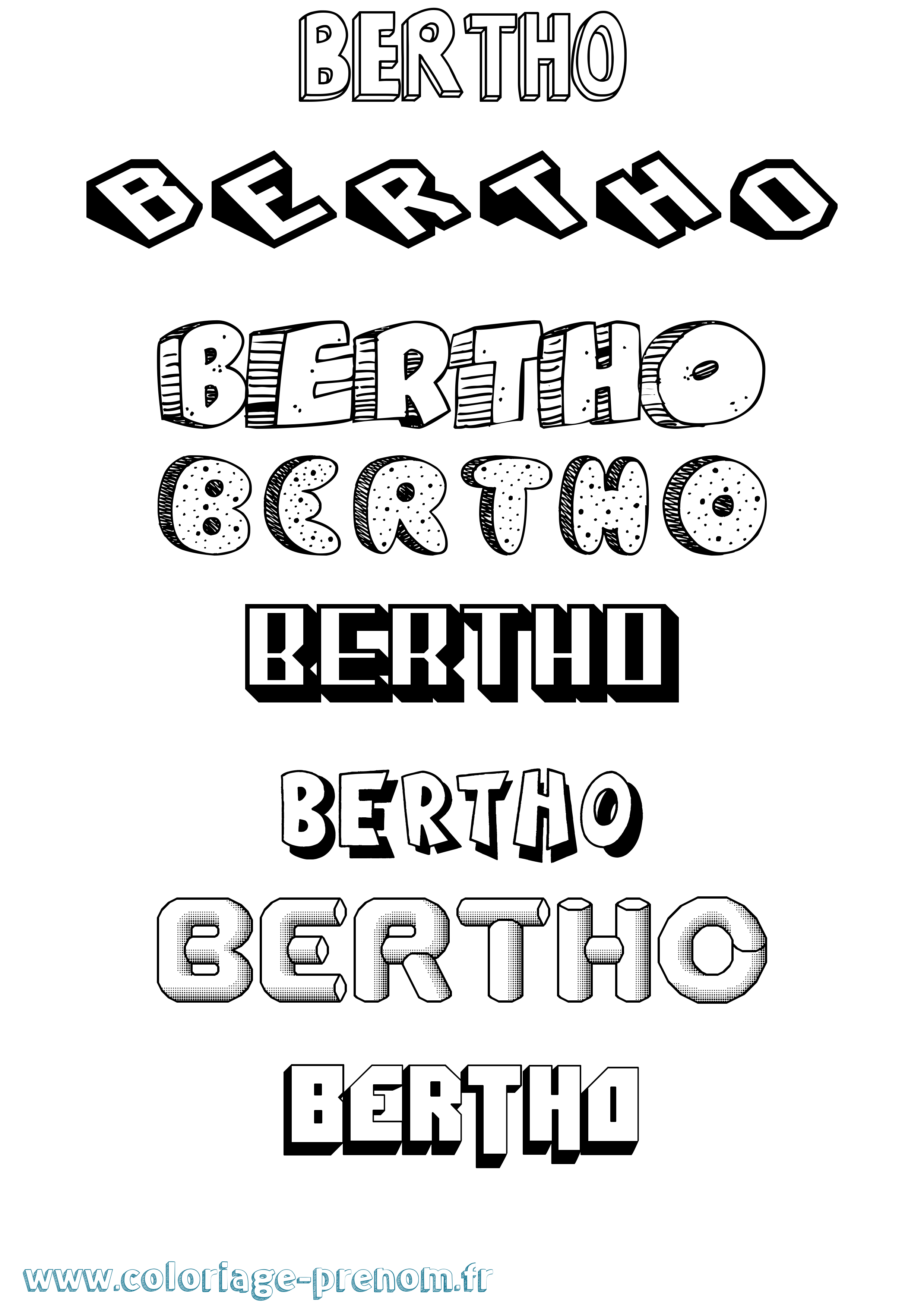 Coloriage Bertho Effet 3D Coloriage prénom Bertho Effet 3D