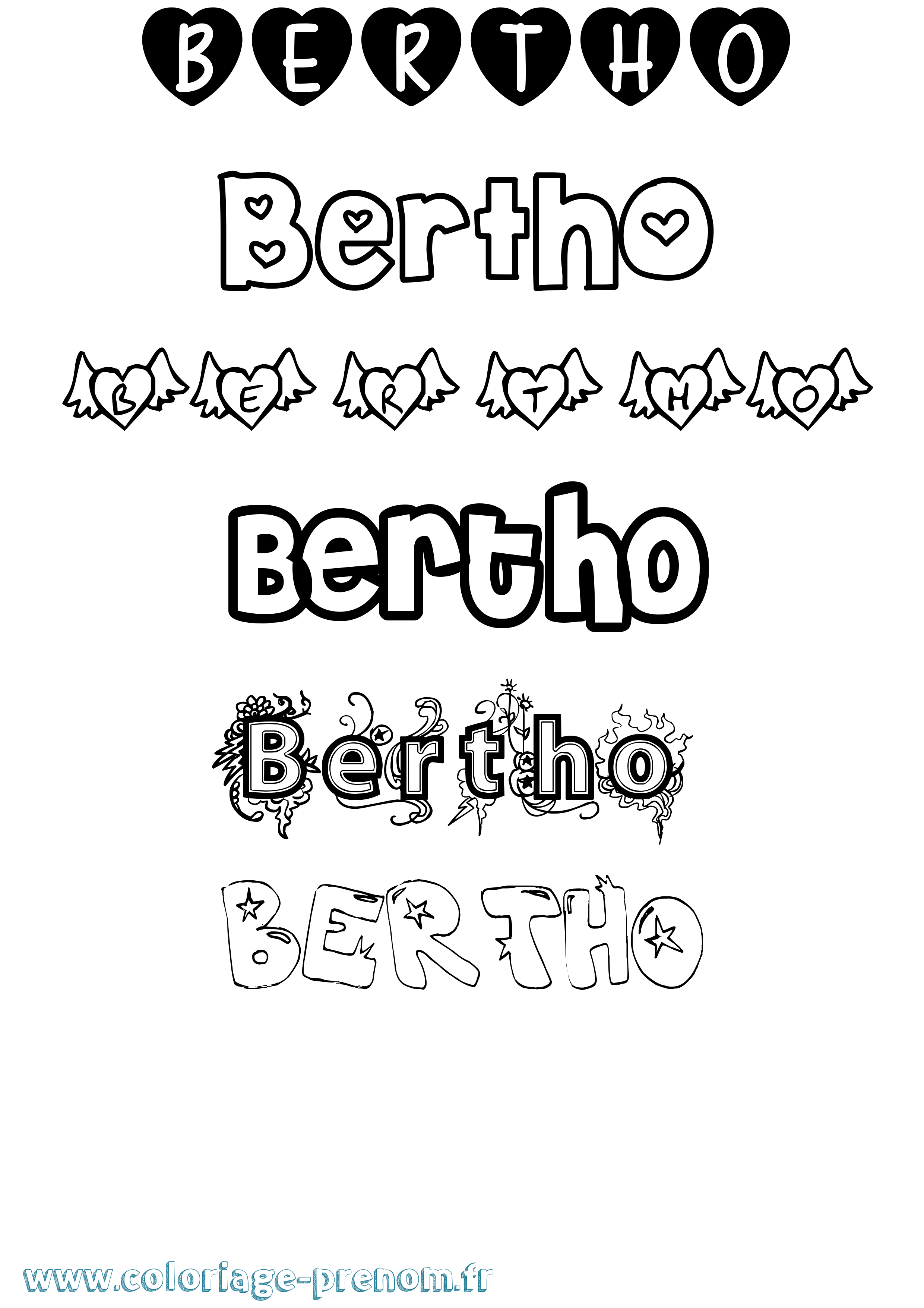 Coloriage Bertho Girly Coloriage prénom Bertho Girly