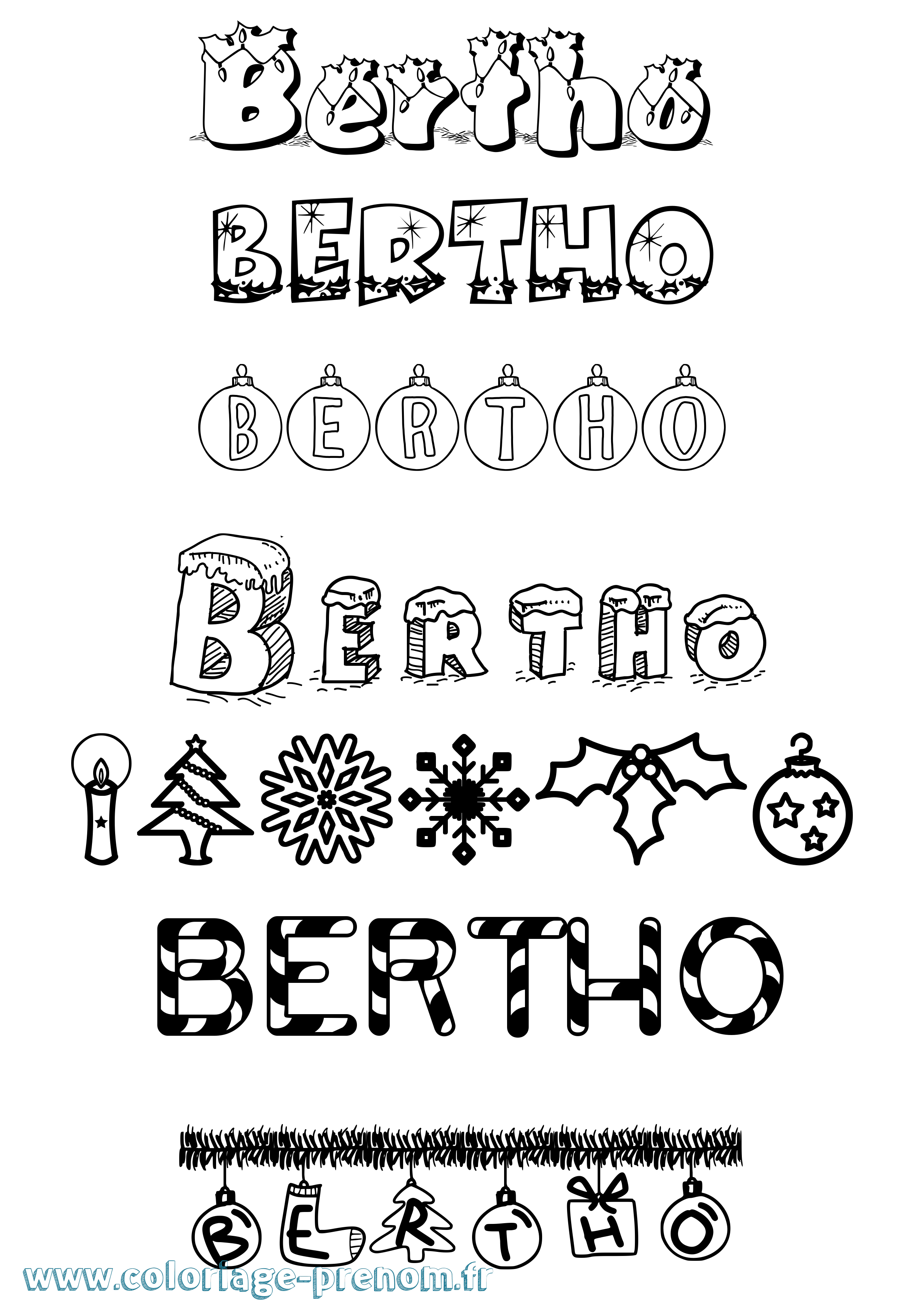 Coloriage Bertho Noël Coloriage prénom Bertho Noël