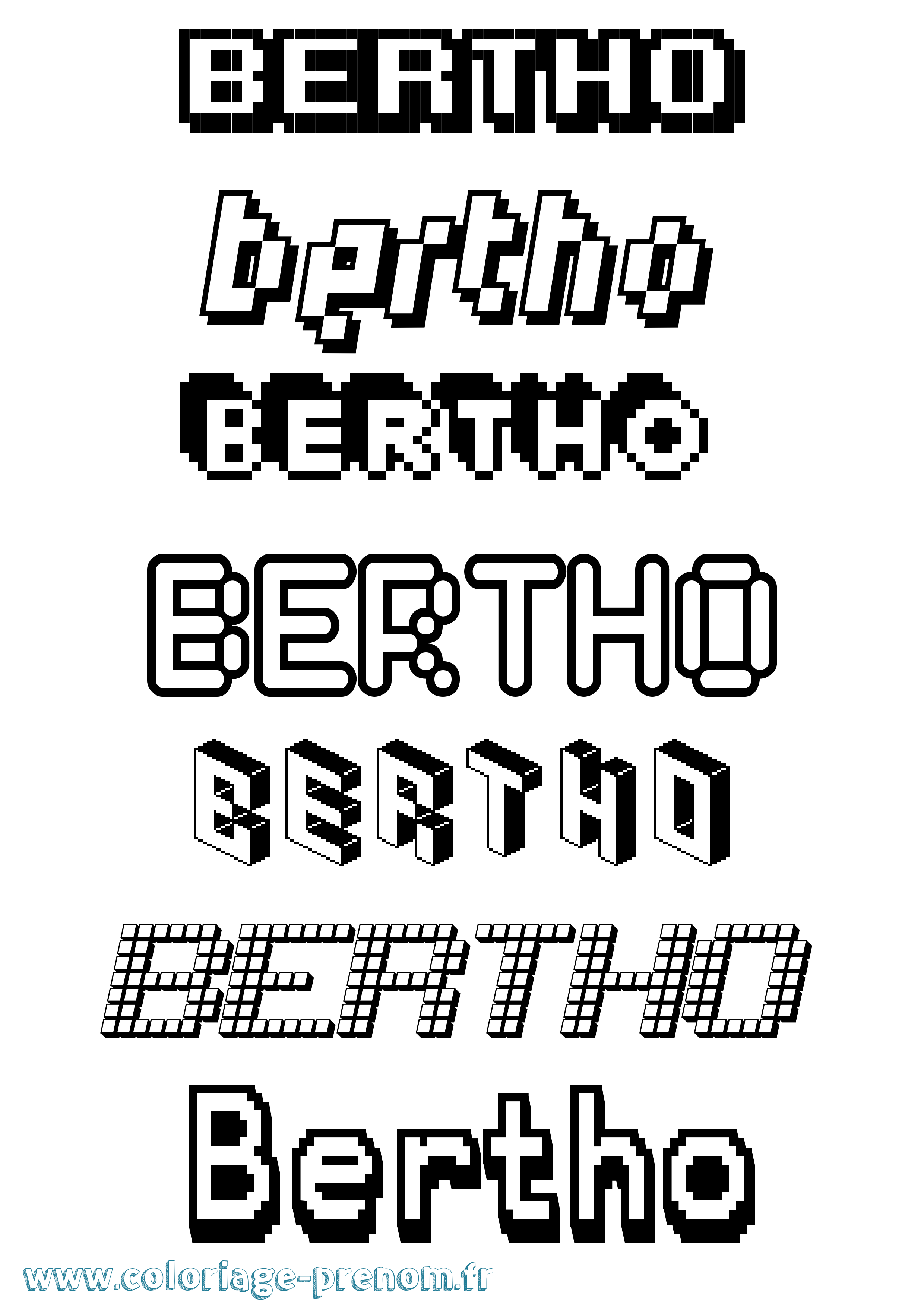 Coloriage Bertho Pixel Coloriage prénom Bertho Pixel