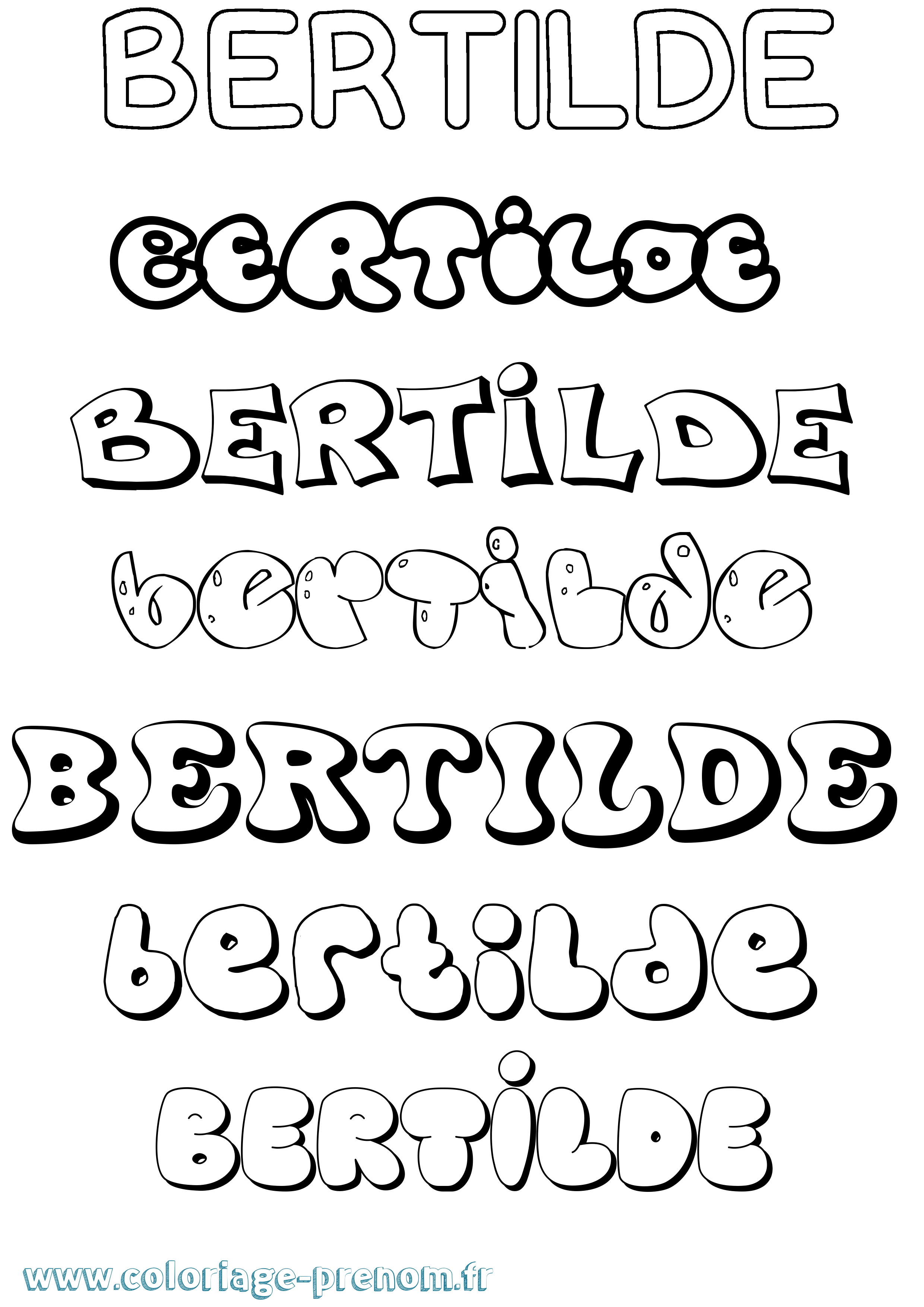 Coloriage Bertilde Bubble Coloriage prénom Bertilde Bubble