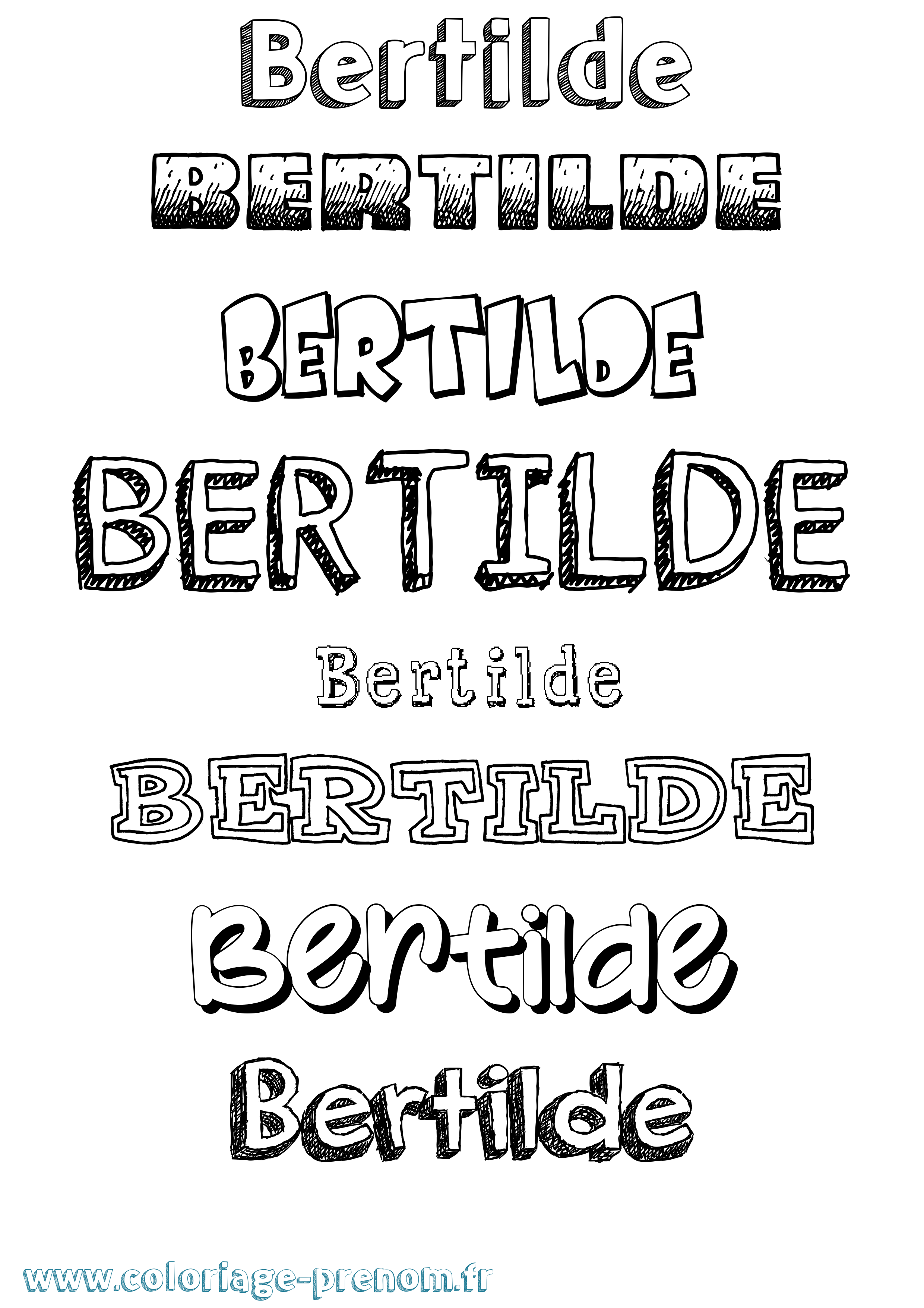 Coloriage Bertilde Dessiné Coloriage prénom Bertilde Dessiné