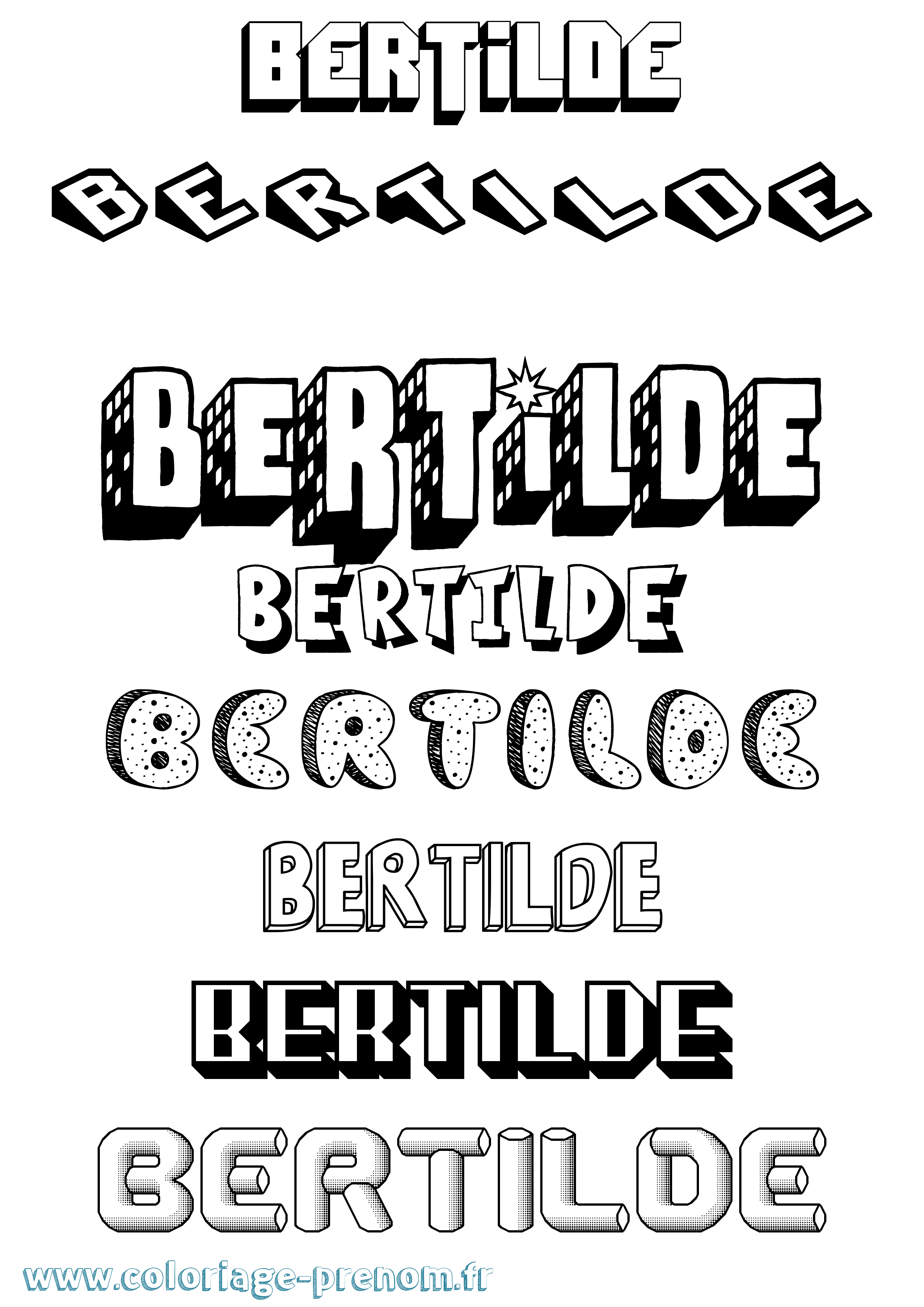 Coloriage Bertilde Effet 3D Coloriage prénom Bertilde Effet 3D