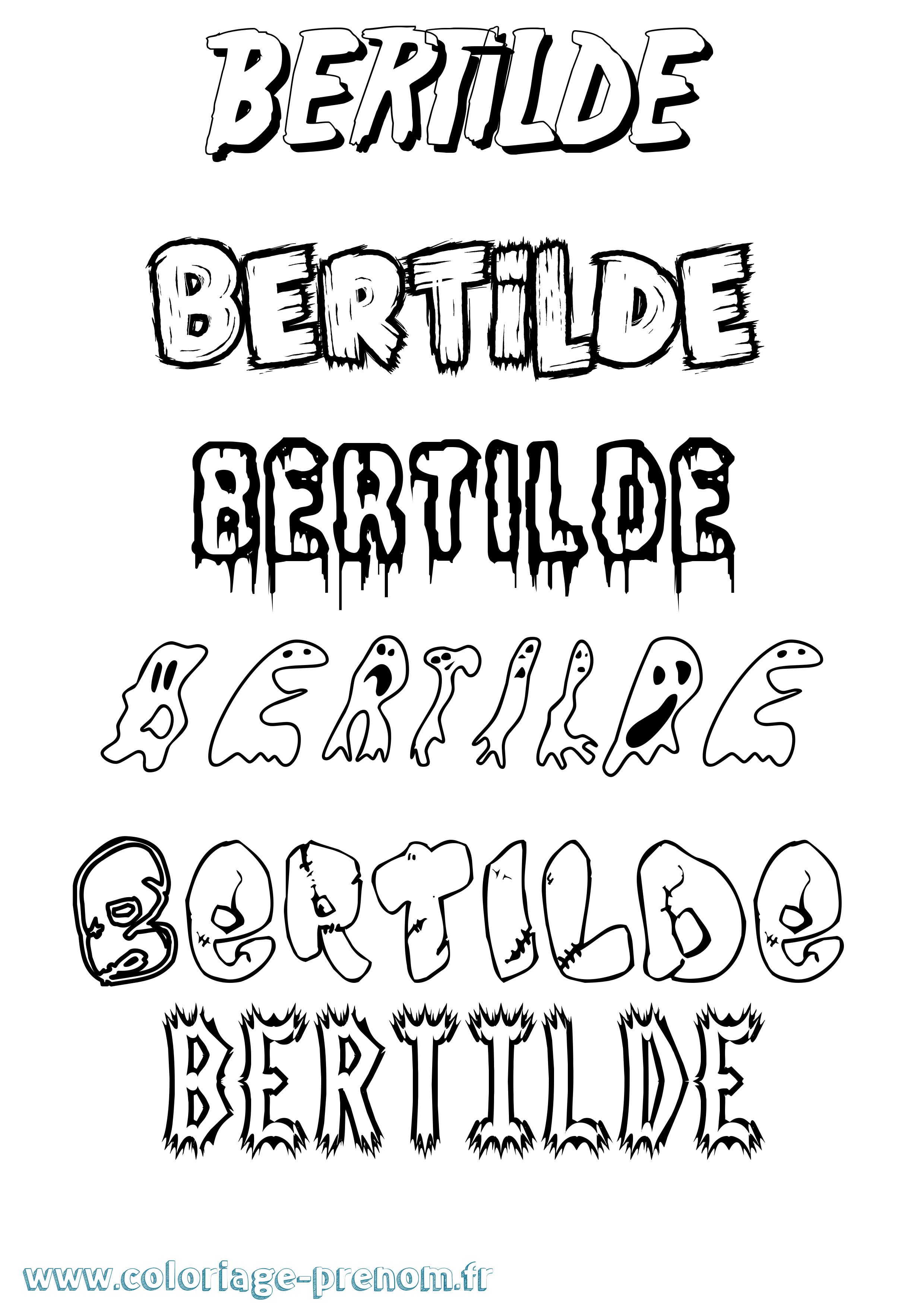 Coloriage Bertilde Frisson Coloriage prénom Bertilde Frisson
