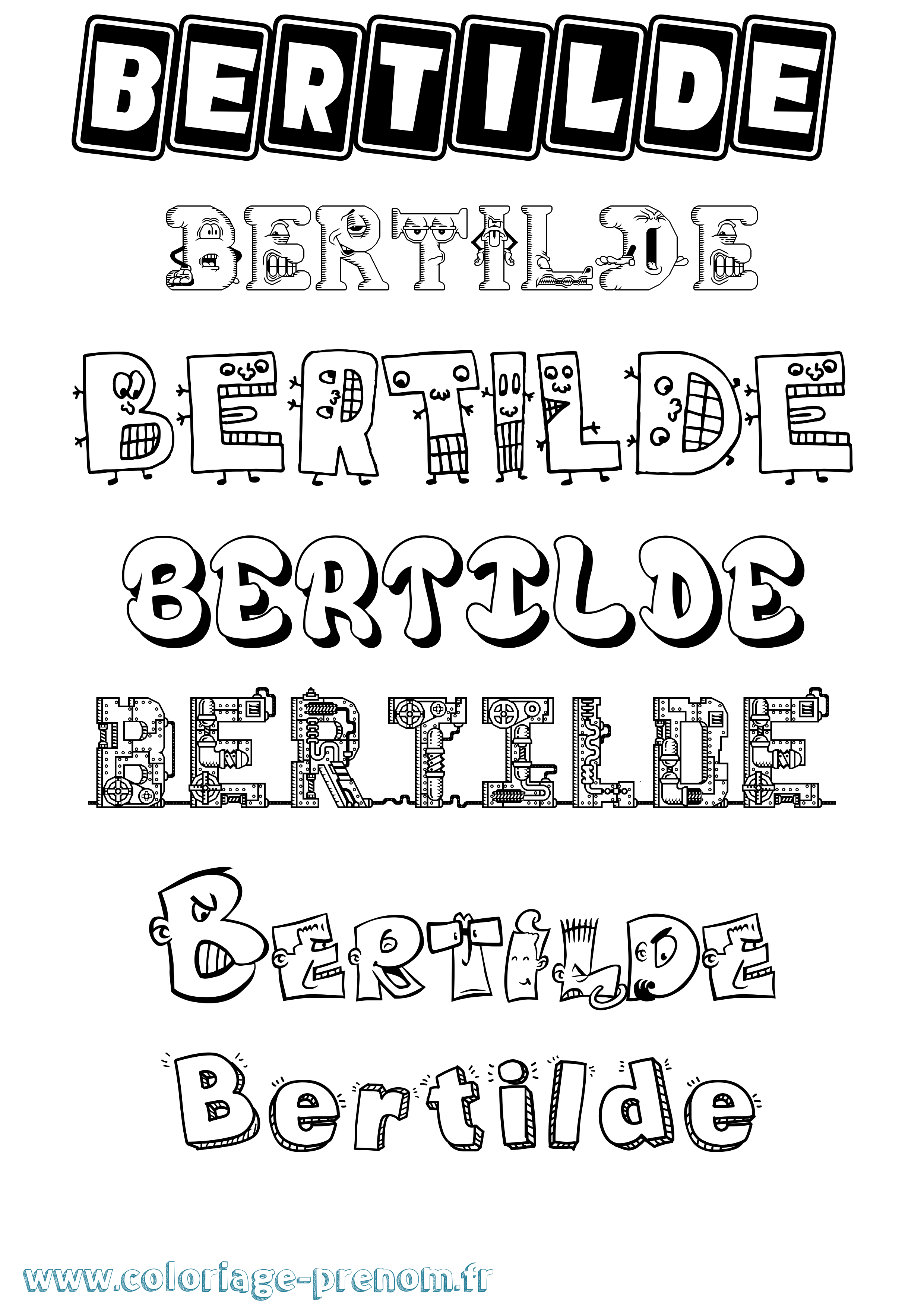 Coloriage Bertilde Fun Coloriage prénom Bertilde Fun
