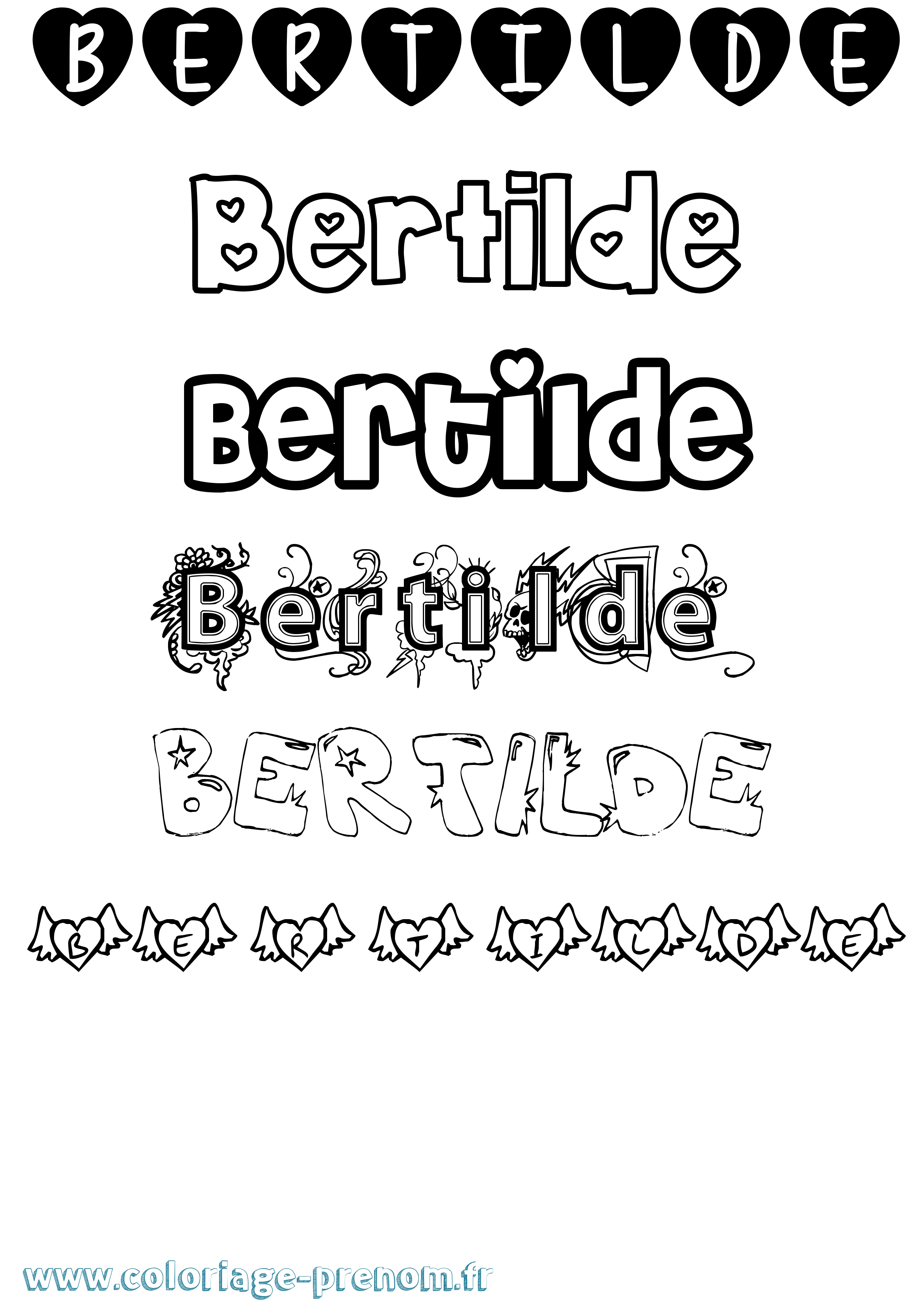 Coloriage Bertilde Girly Coloriage prénom Bertilde Girly