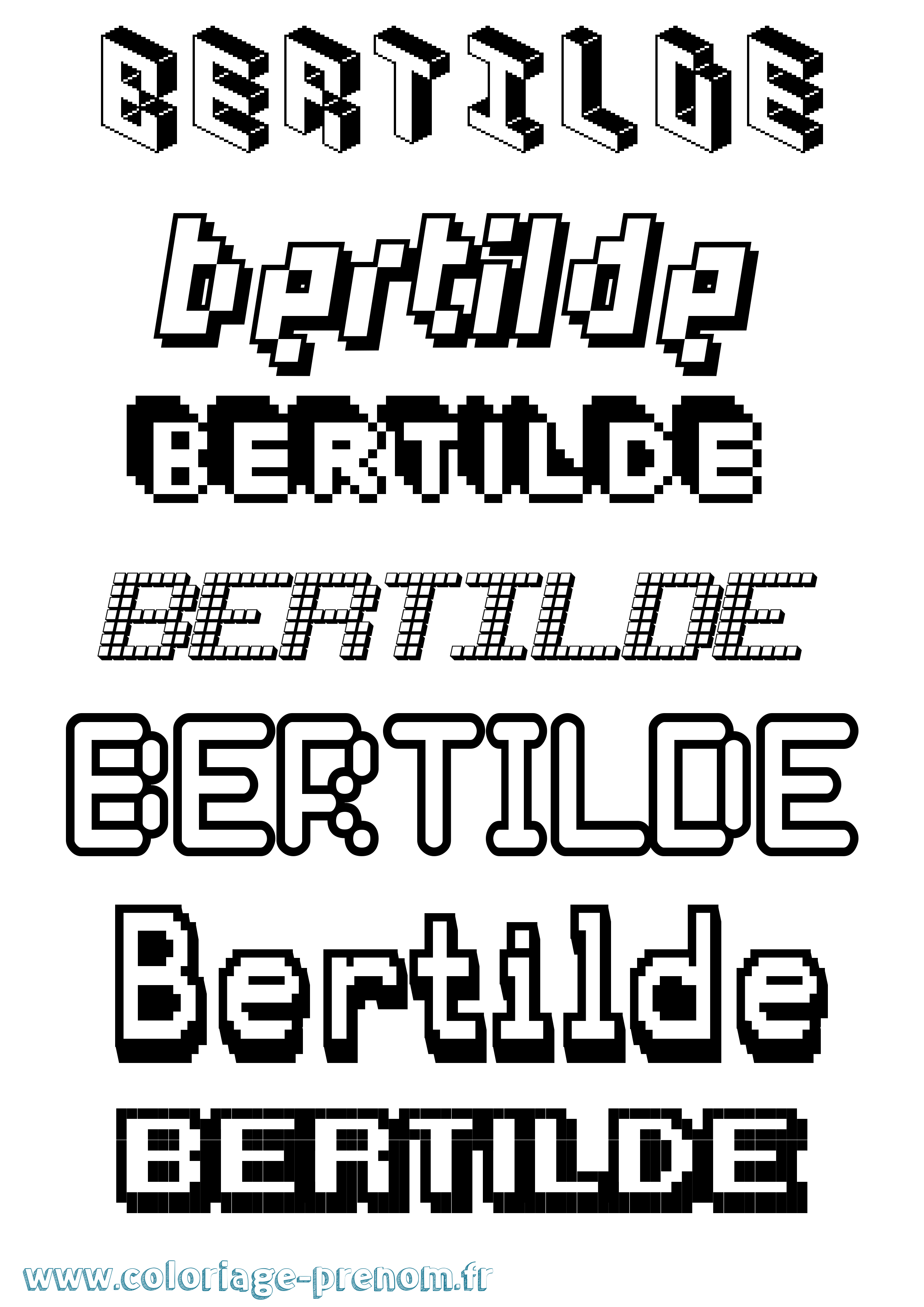 Coloriage Bertilde Pixel Coloriage prénom Bertilde Pixel