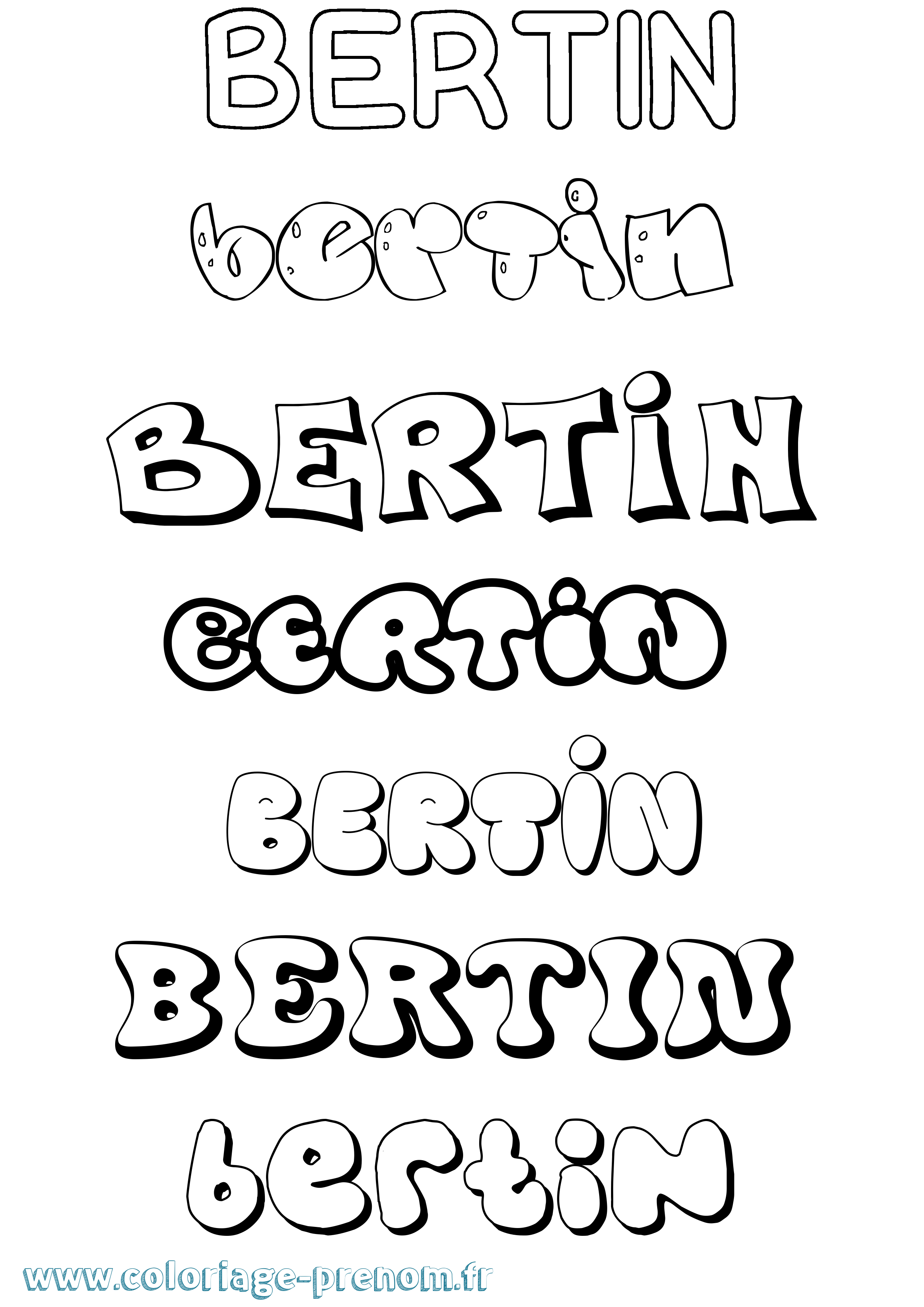 Coloriage Bertin Bubble Coloriage prénom Bertin Bubble
