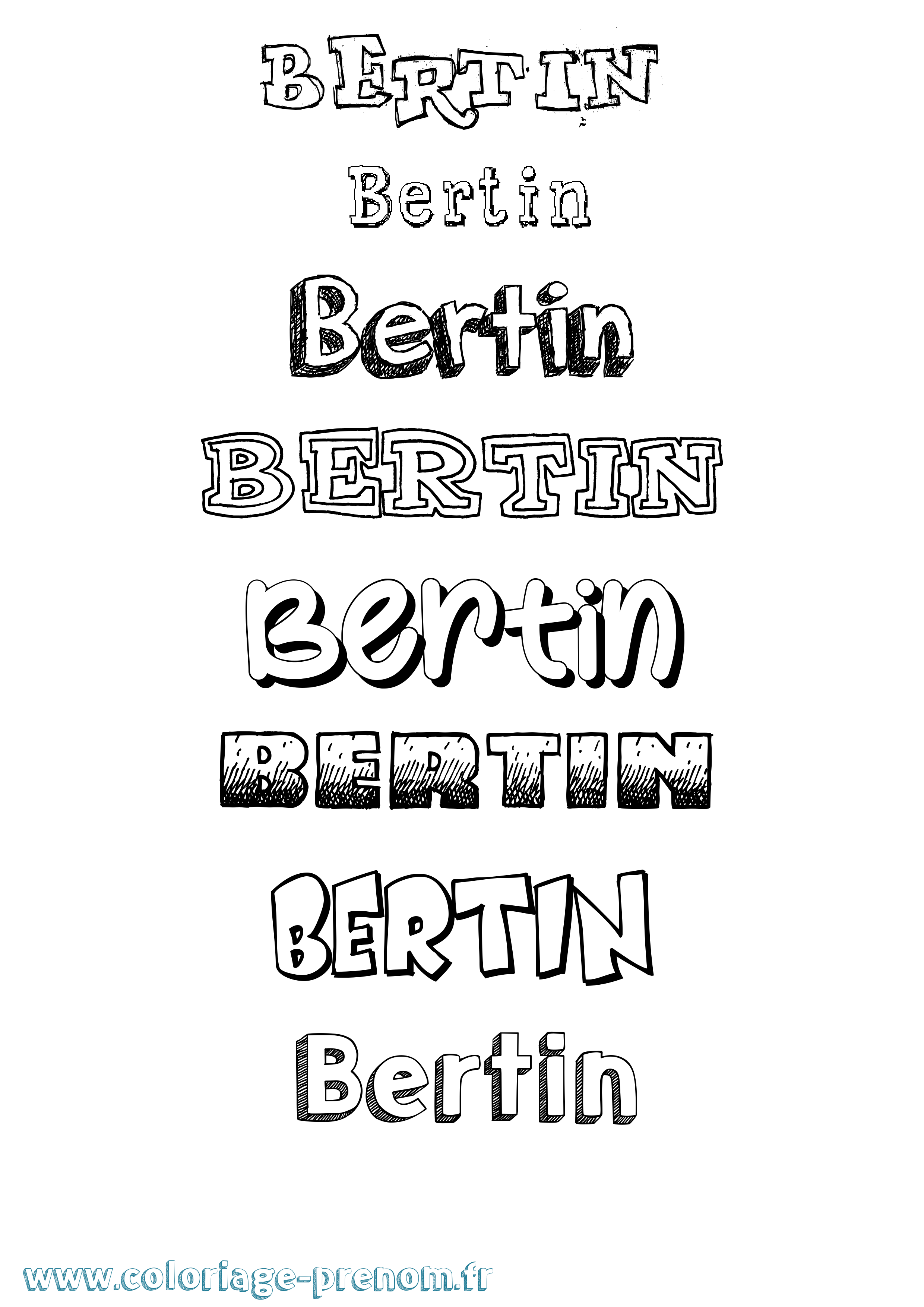 Coloriage Bertin Dessiné Coloriage prénom Bertin Dessiné