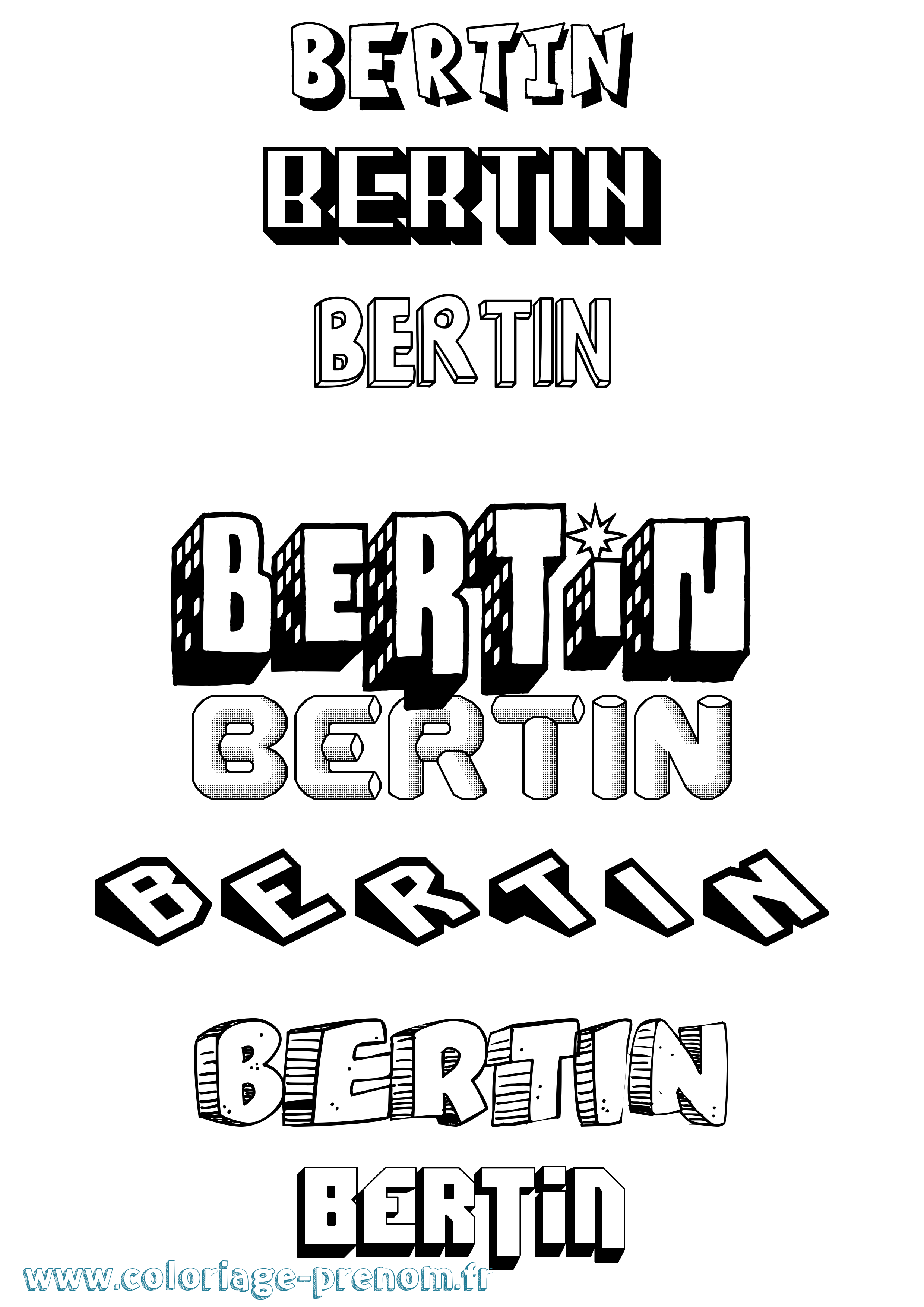 Coloriage Bertin Effet 3D Coloriage prénom Bertin Effet 3D