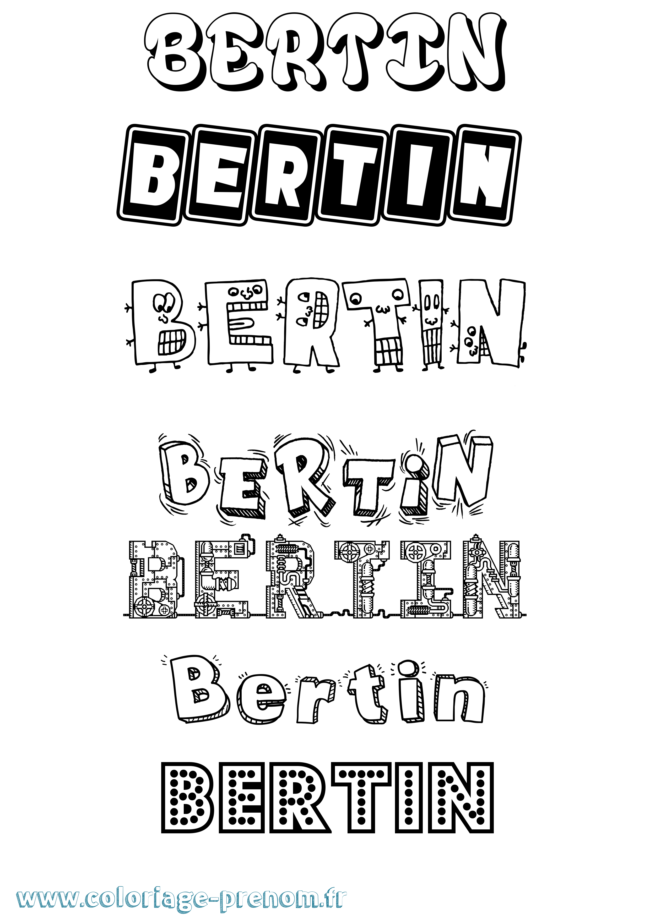 Coloriage Bertin Fun Coloriage prénom Bertin Fun