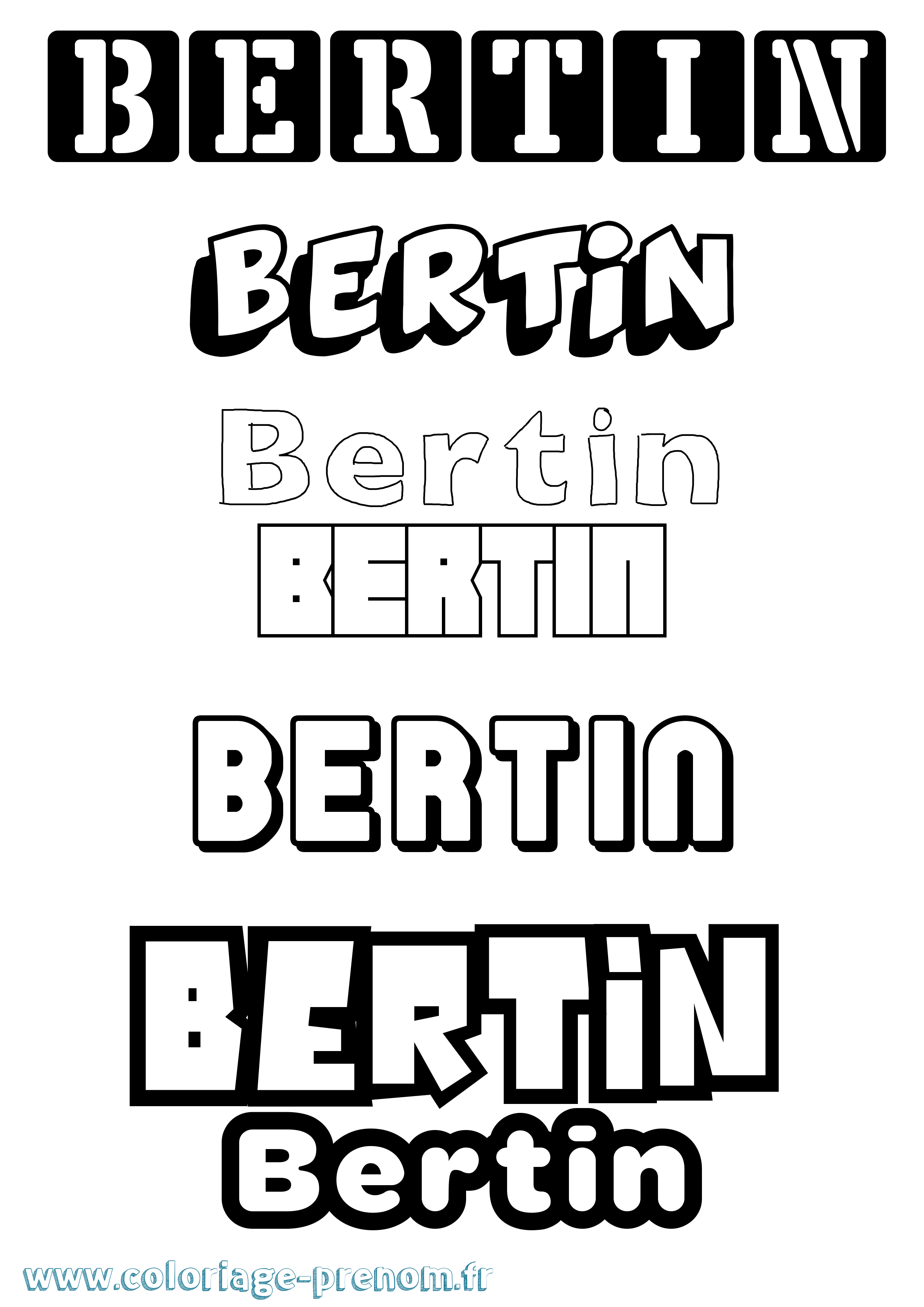 Coloriage Bertin Simple Coloriage prénom Bertin Simple
