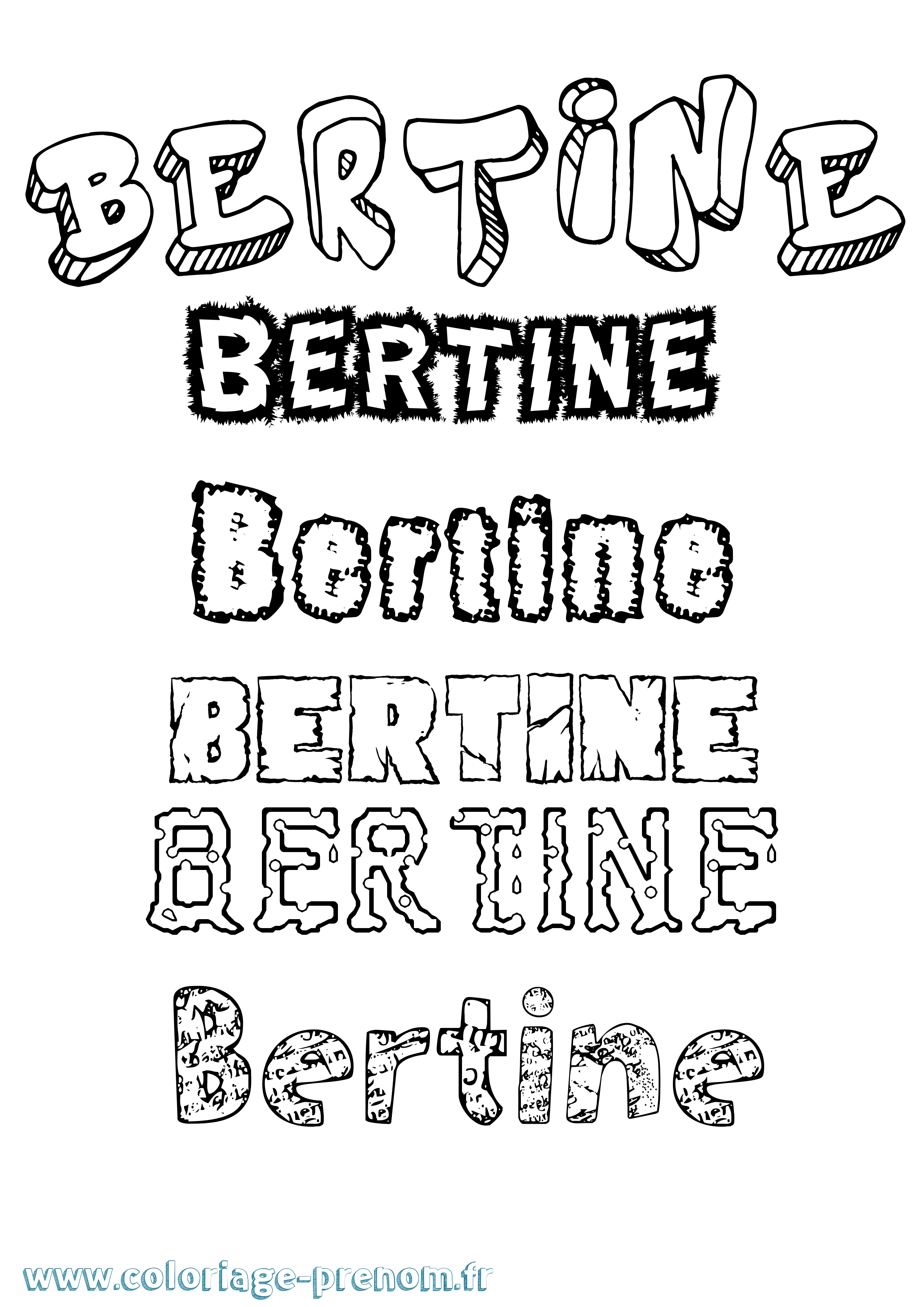 Coloriage Bertine Destructuré Coloriage prénom Bertine Destructuré
