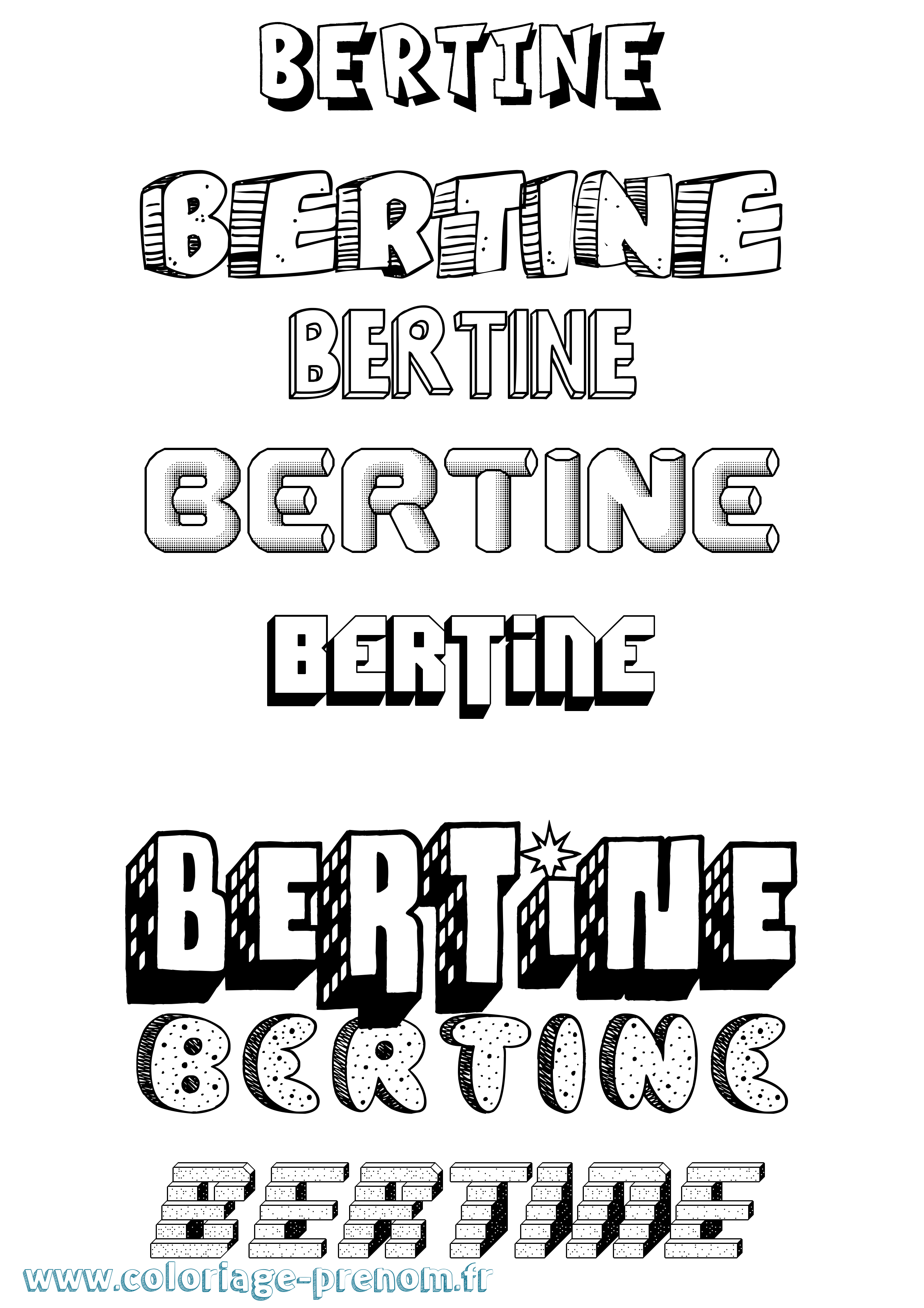 Coloriage Bertine Effet 3D Coloriage prénom Bertine Effet 3D