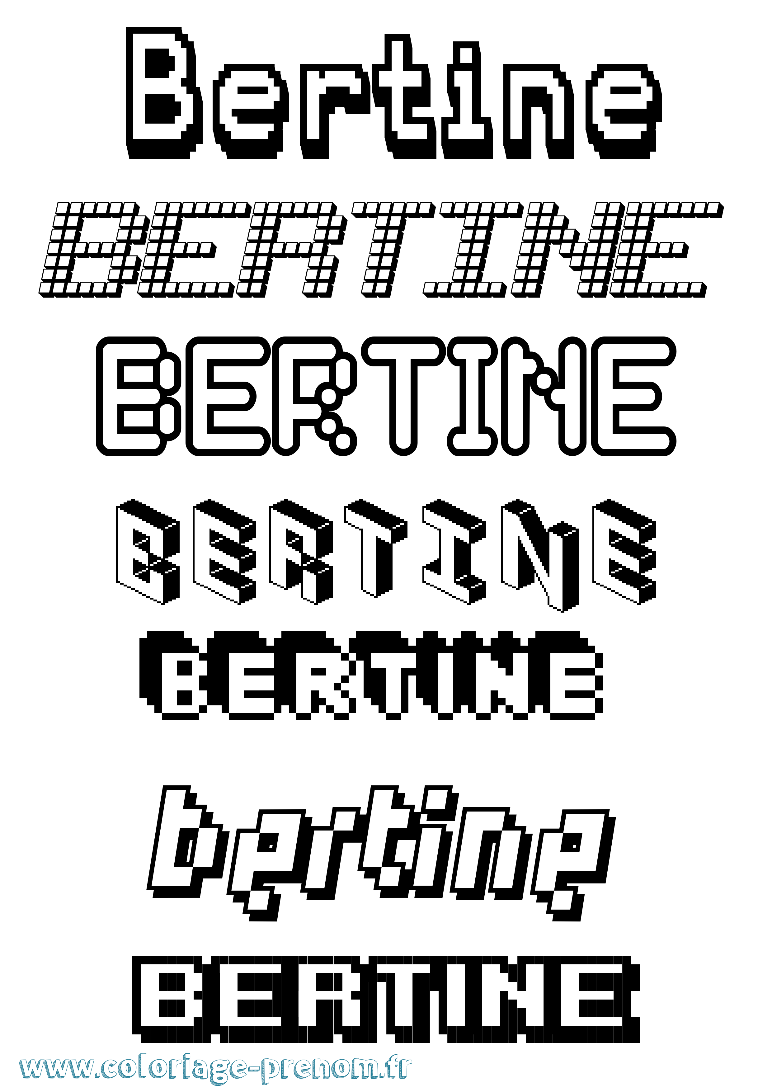 Coloriage Bertine Pixel Coloriage prénom Bertine Pixel