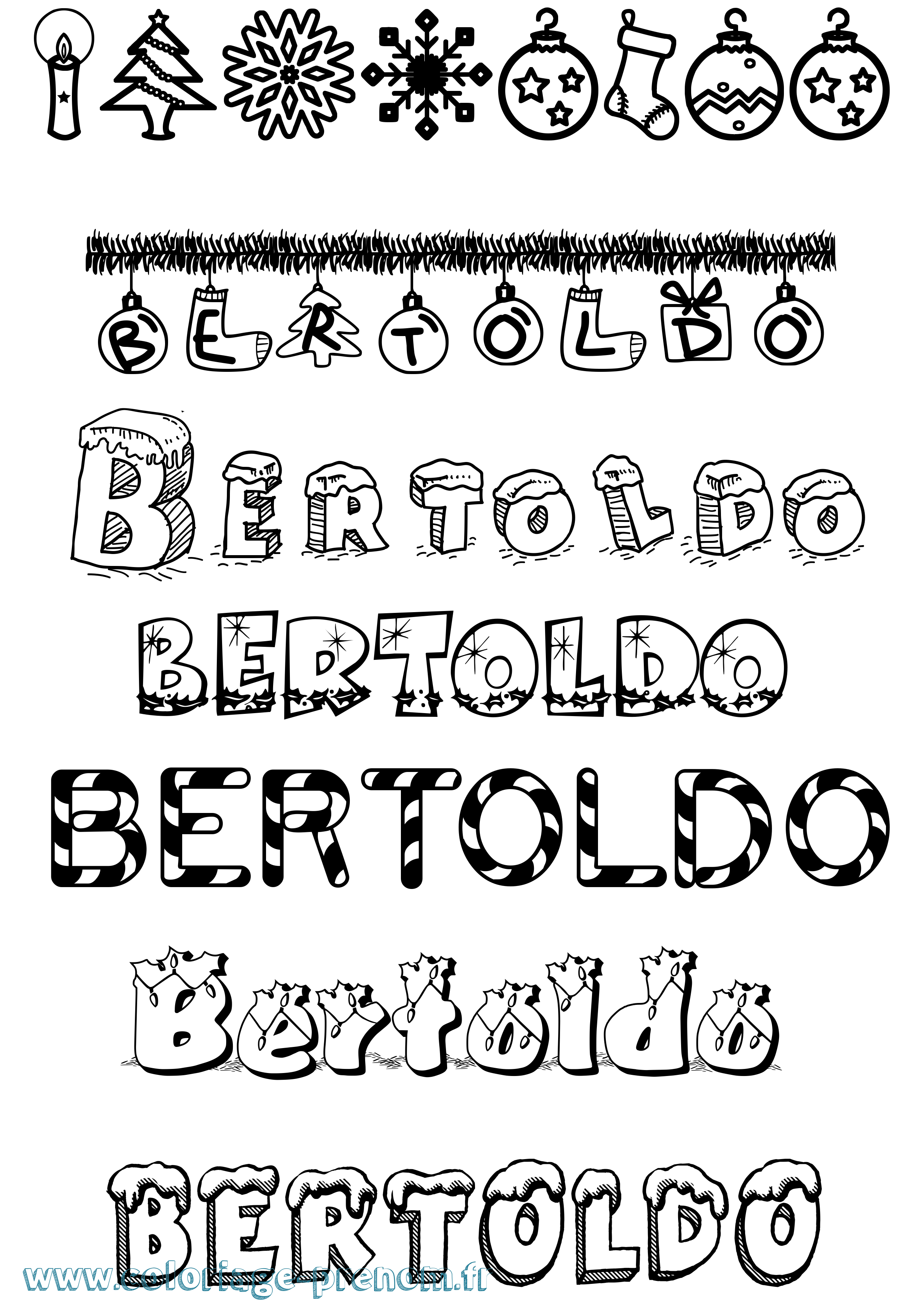 Coloriage Bertoldo Noël Coloriage prénom Bertoldo Noël