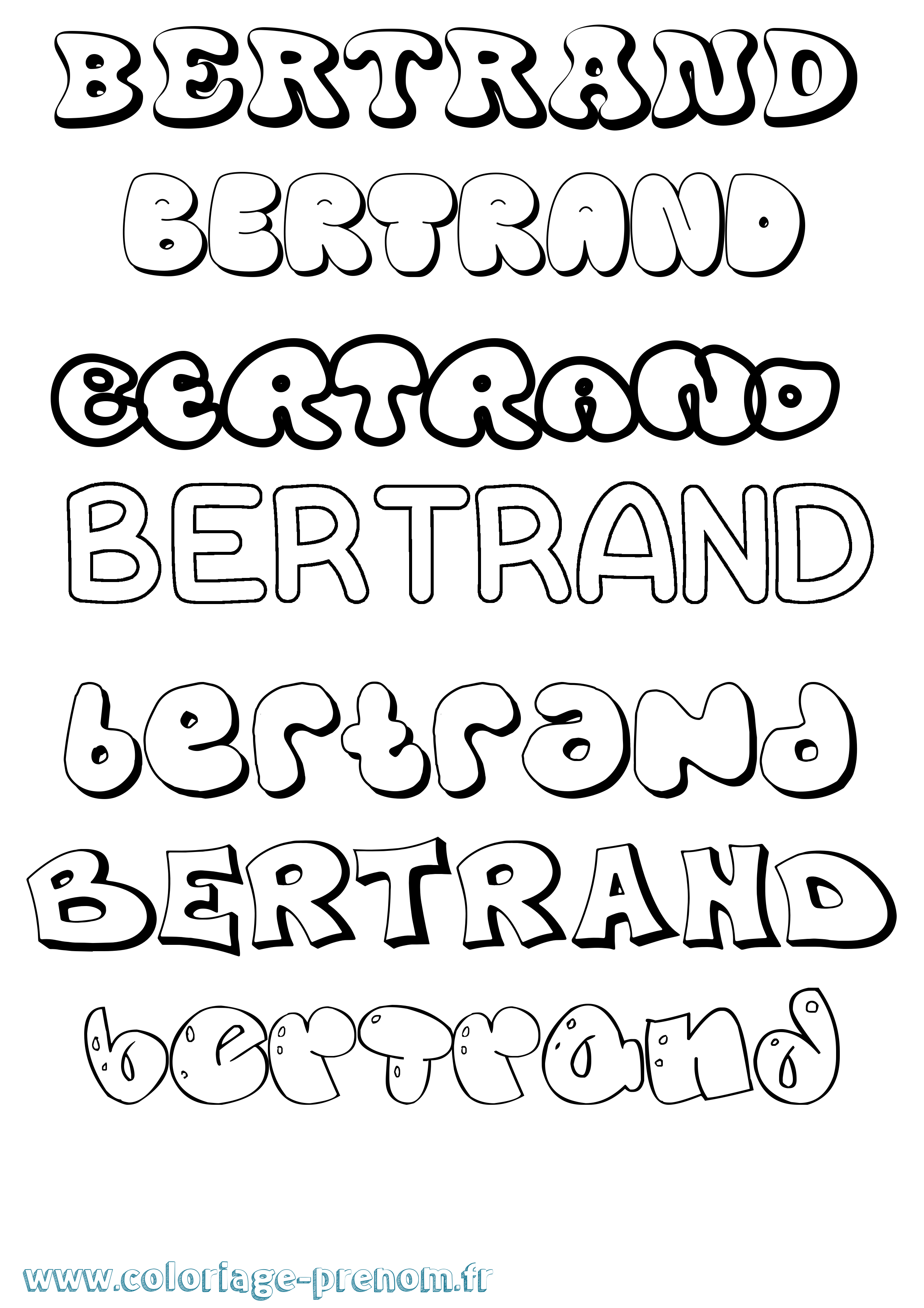 Coloriage Bertrand Bubble Coloriage prénom Bertrand Bubble