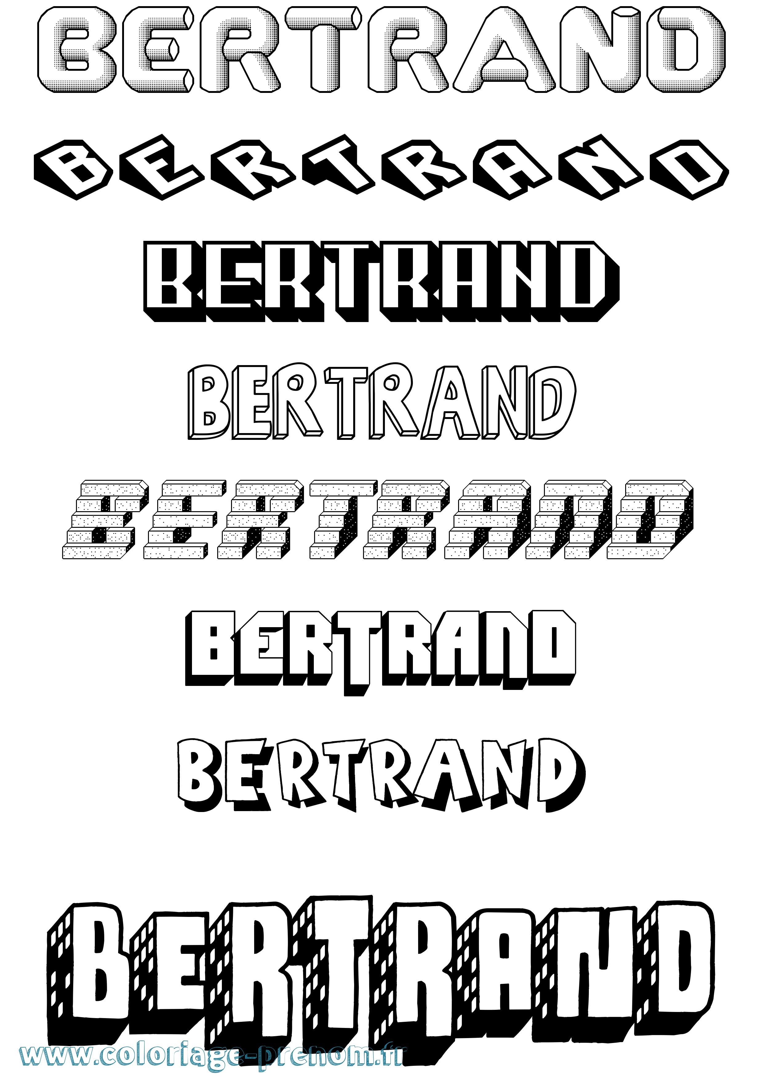 Coloriage Bertrand Effet 3D Coloriage prénom Bertrand Effet 3D