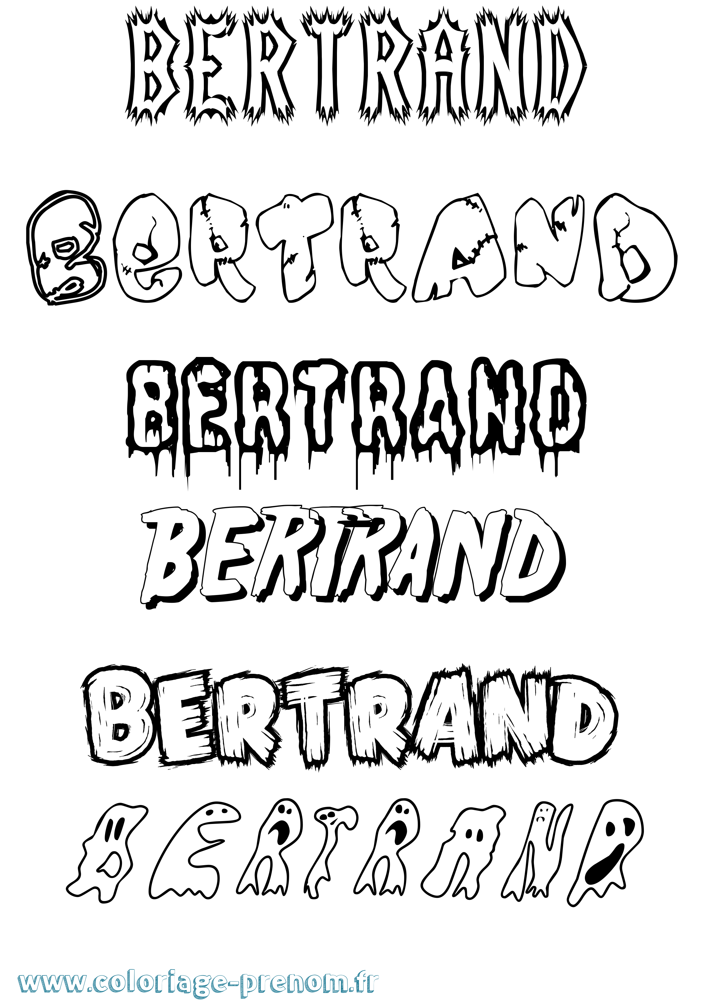 Coloriage Bertrand Frisson Coloriage prénom Bertrand Frisson