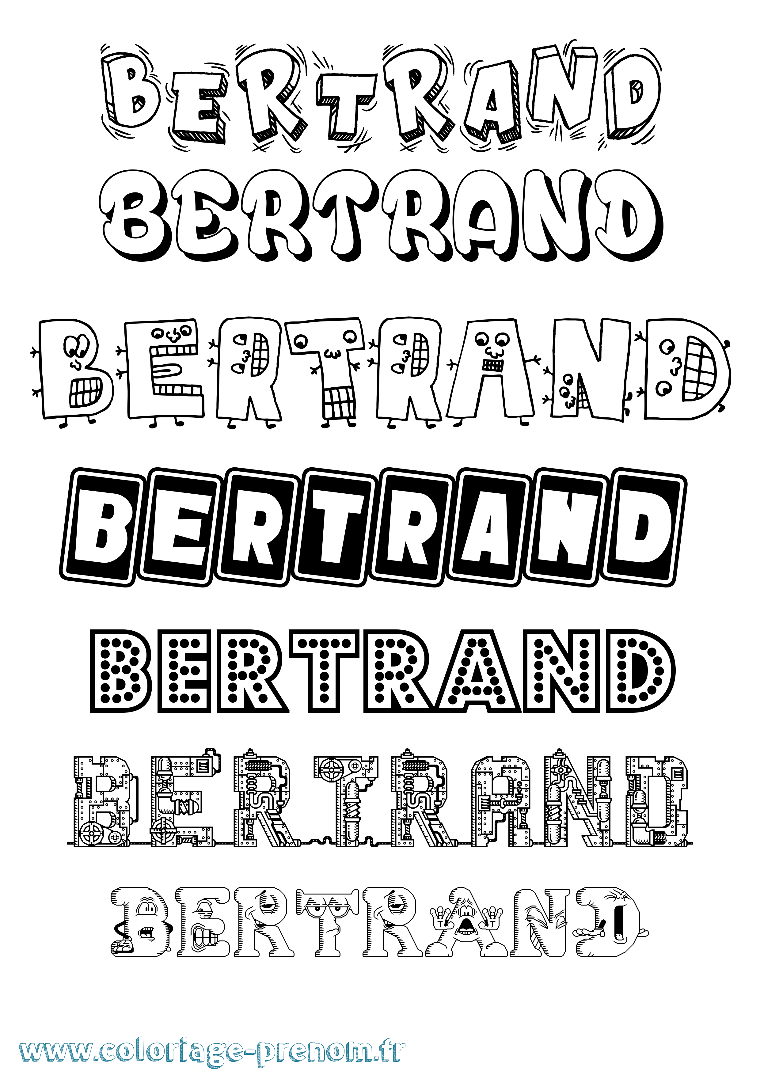 Coloriage Bertrand Fun Coloriage prénom Bertrand Fun
