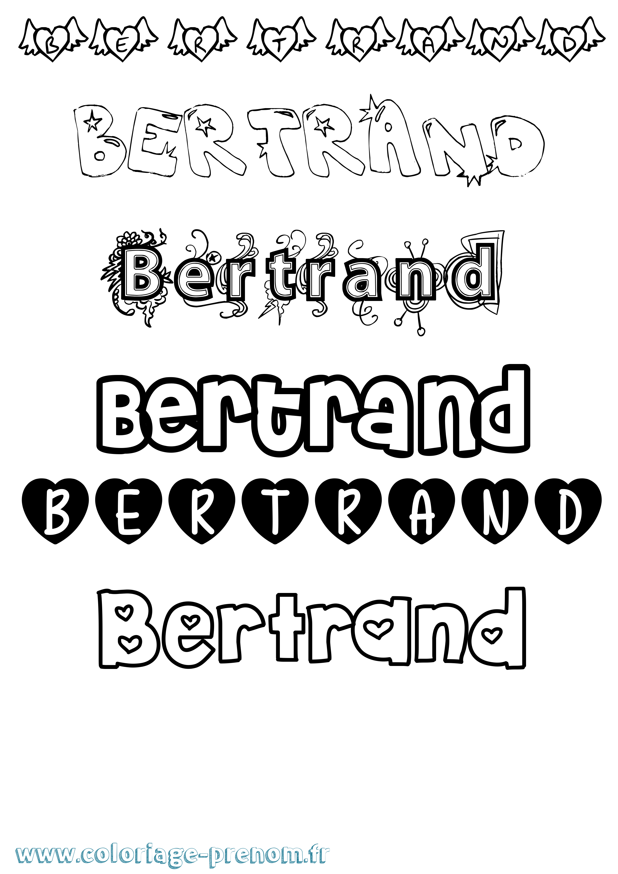 Coloriage Bertrand Girly Coloriage prénom Bertrand Girly