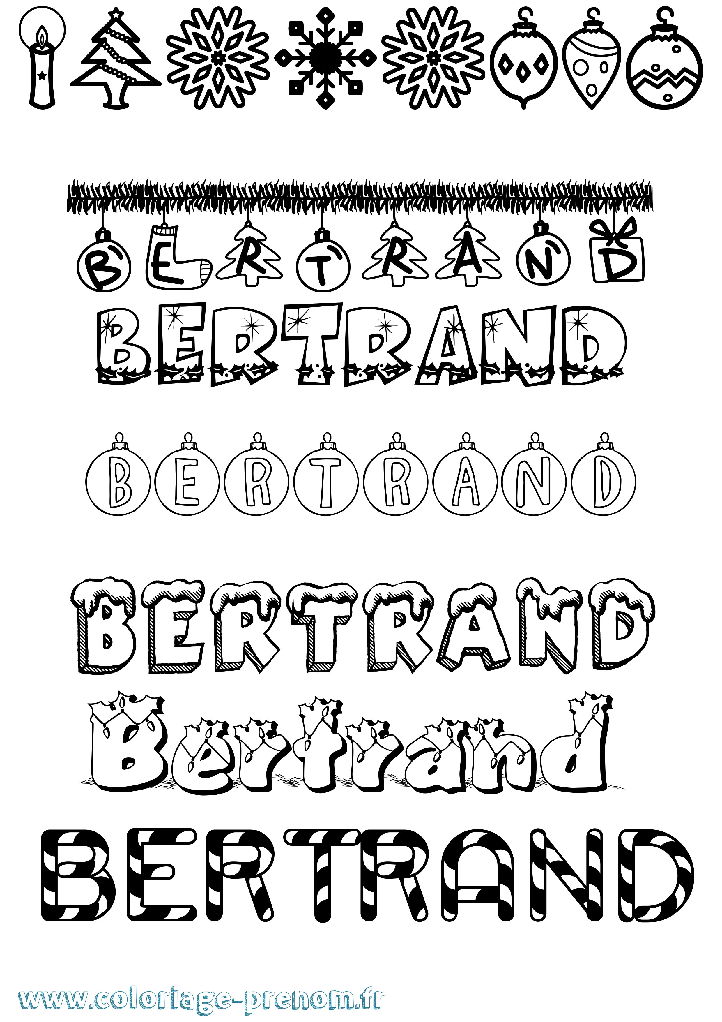 Coloriage Bertrand Noël Coloriage prénom Bertrand Noël