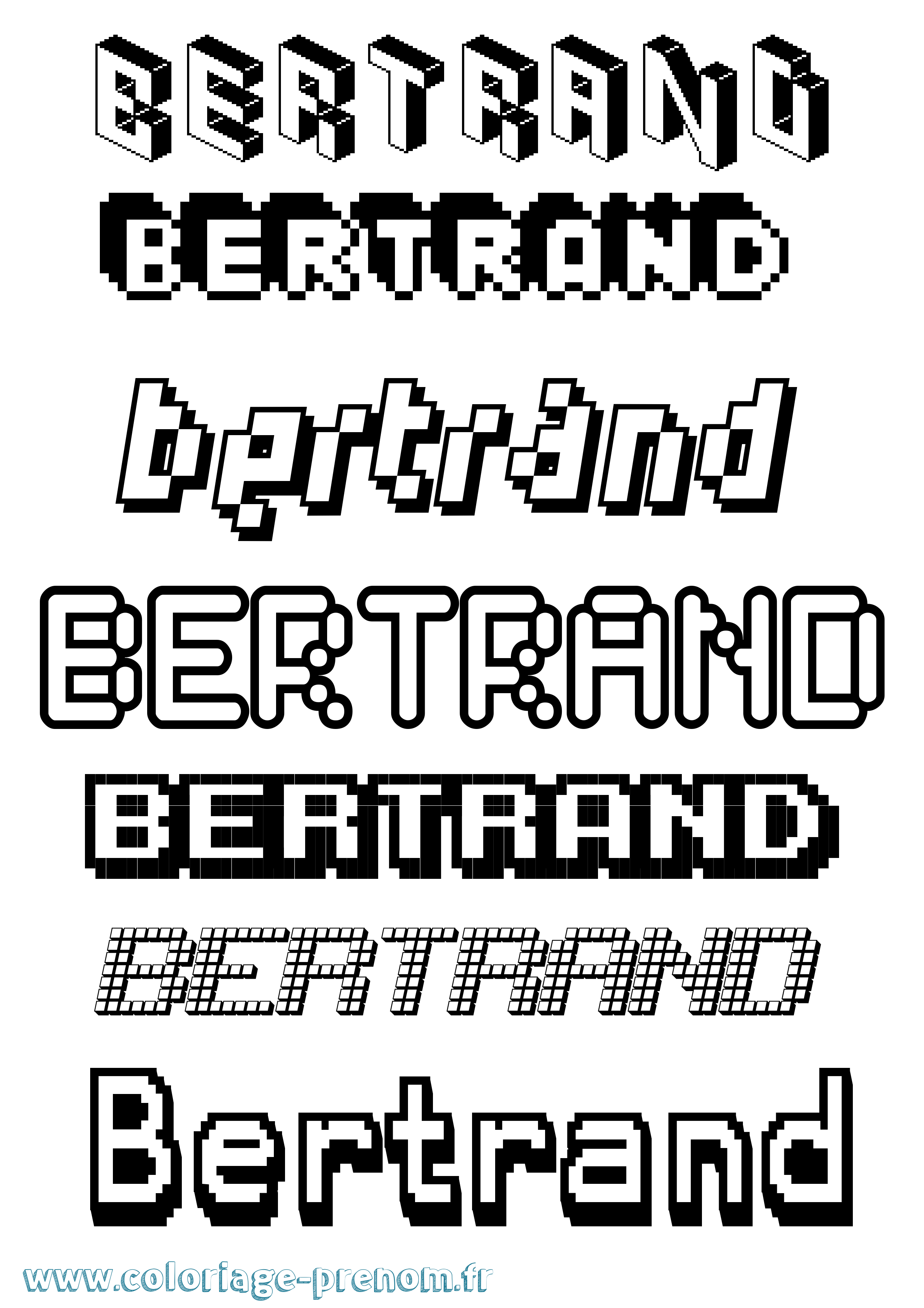 Coloriage Bertrand Pixel Coloriage prénom Bertrand Pixel