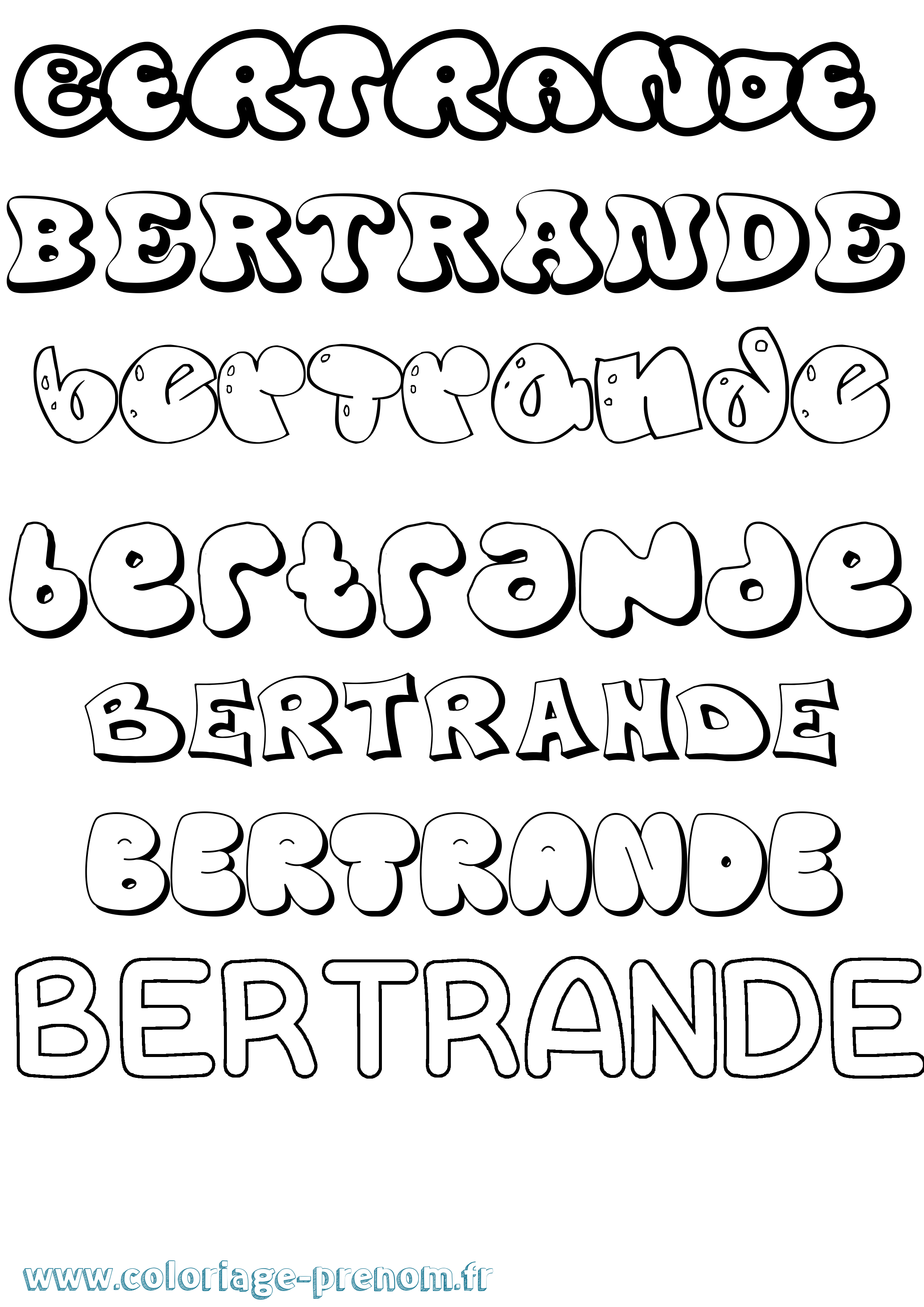 Coloriage Bertrande Bubble Coloriage prénom Bertrande Bubble