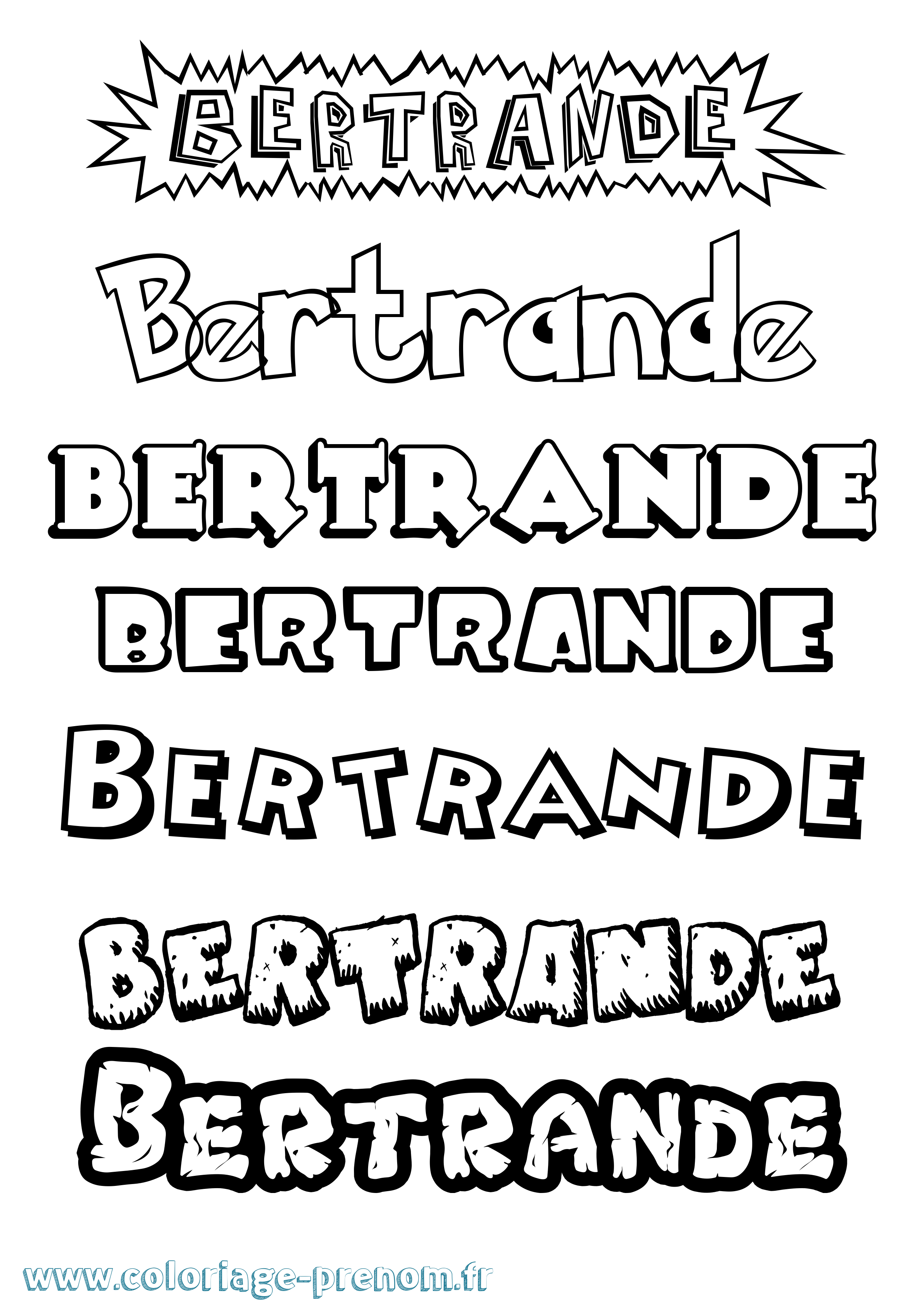 Coloriage Bertrande Dessin Animé Coloriage prénom Bertrande Dessin Animé