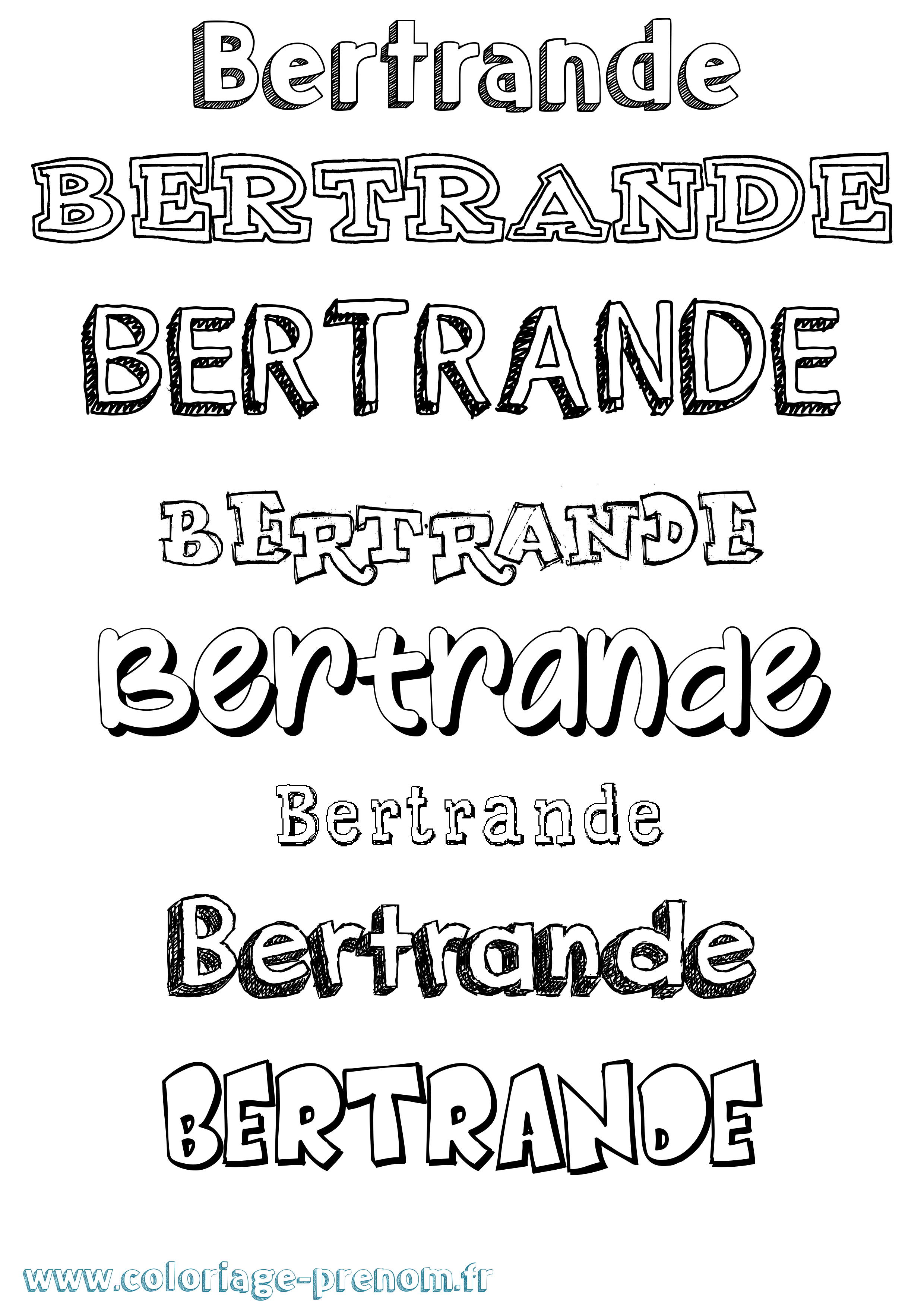 Coloriage Bertrande Dessiné Coloriage prénom Bertrande Dessiné