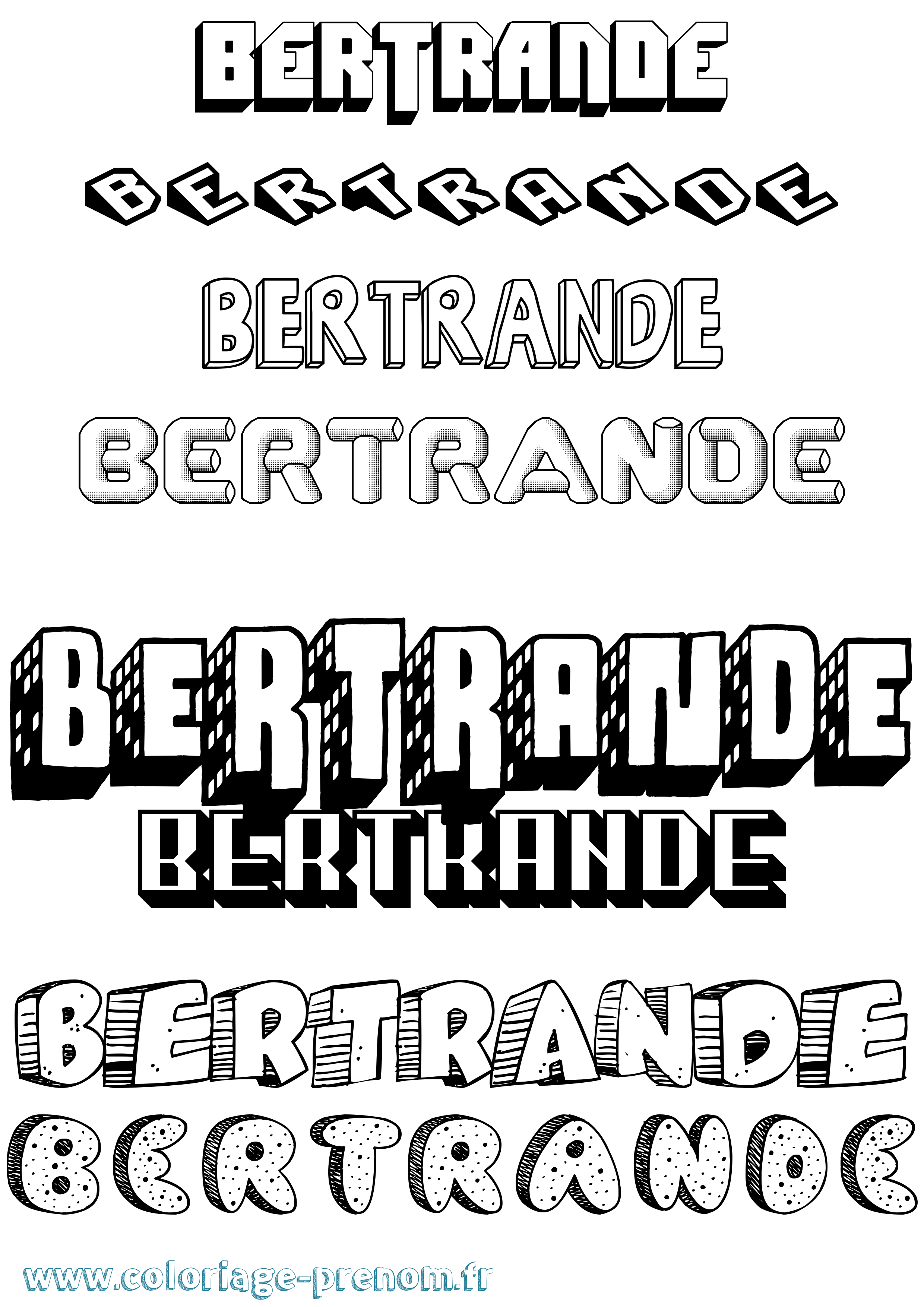 Coloriage Bertrande Effet 3D Coloriage prénom Bertrande Effet 3D